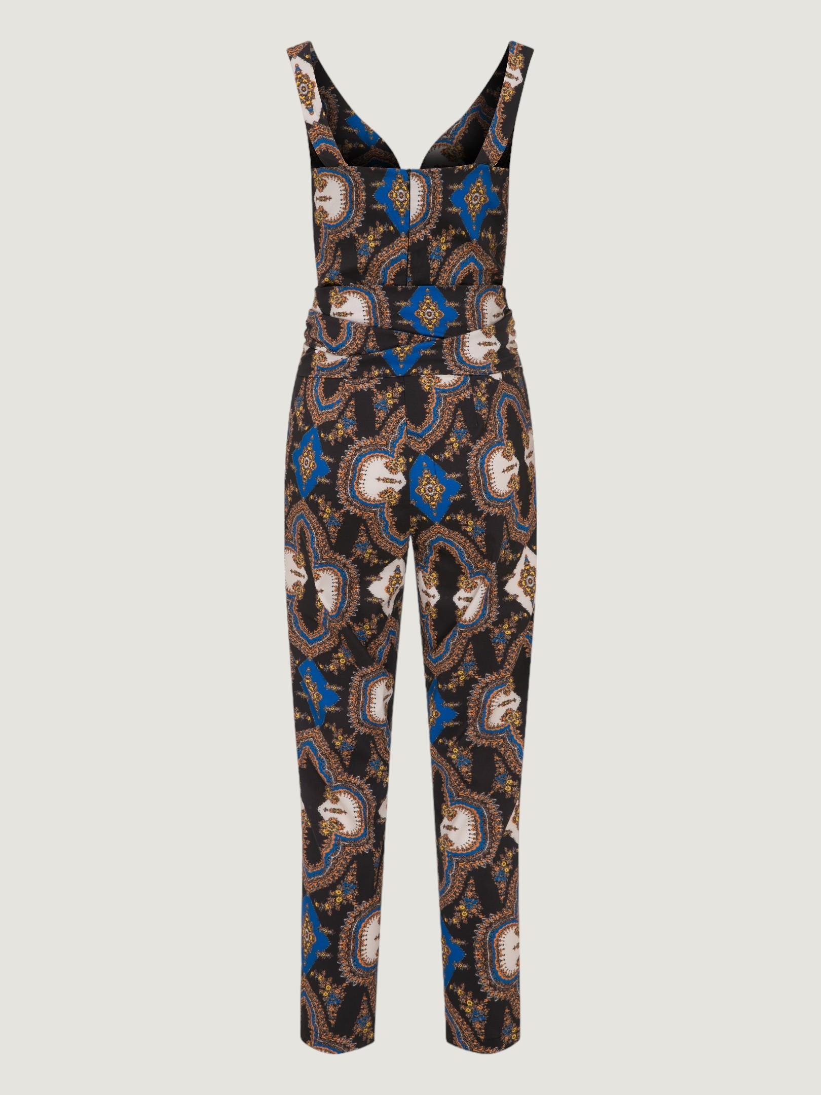 Heart Neck Sleeveless Ankle-Length Jumpsuit - Scarf Patterned Jumpsuits Modelleri