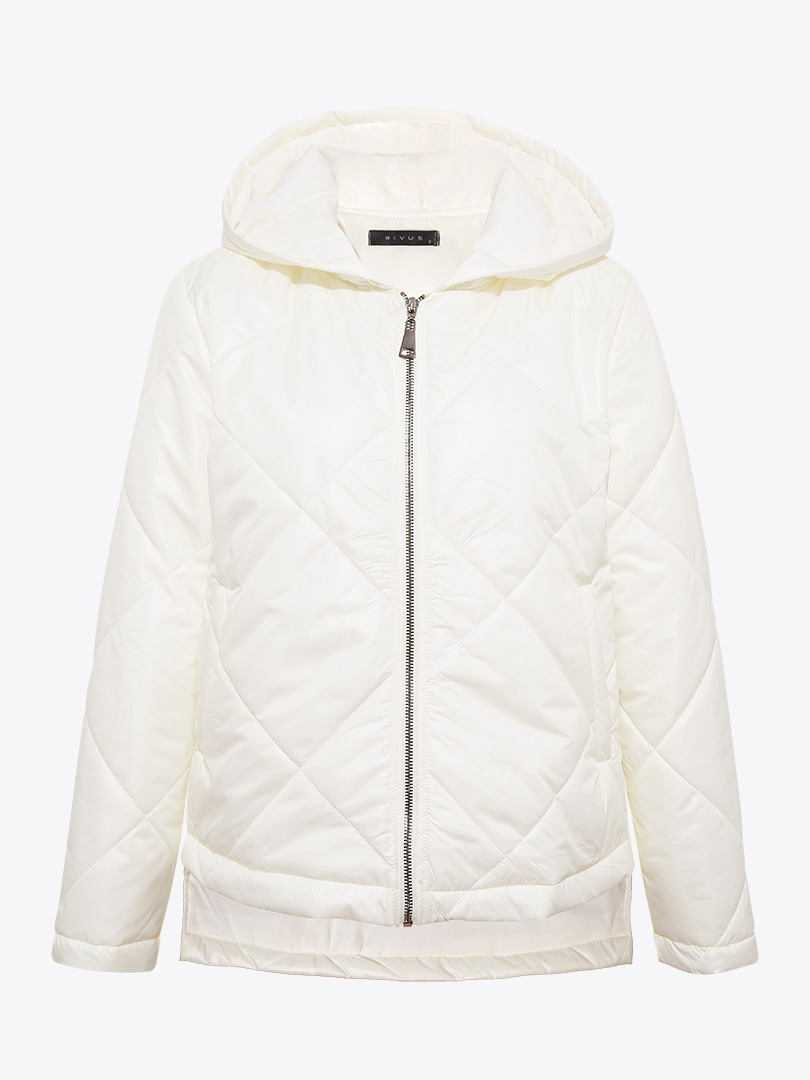 Kapüşonlu Kapitone Mont - Beyaz