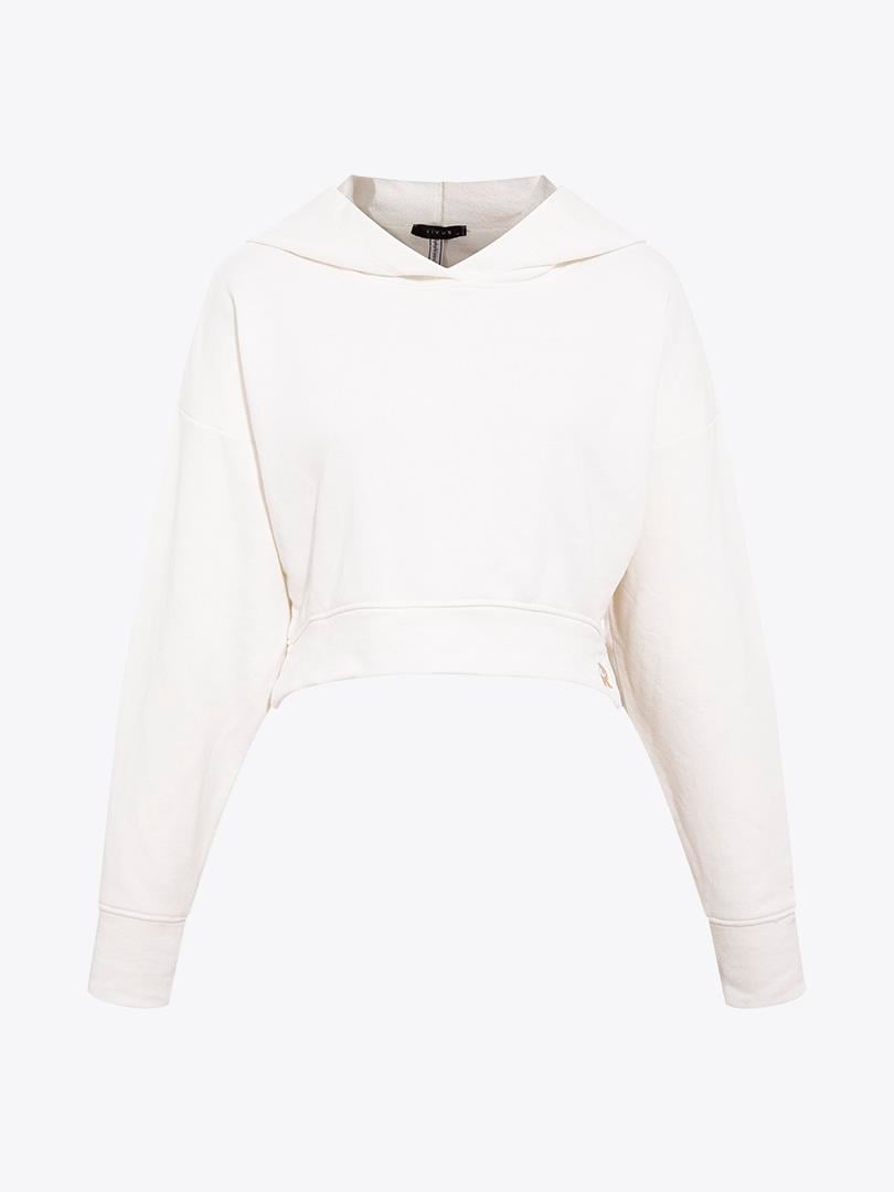 Kapüşonlu Kısa Sweatshirt - Ekru