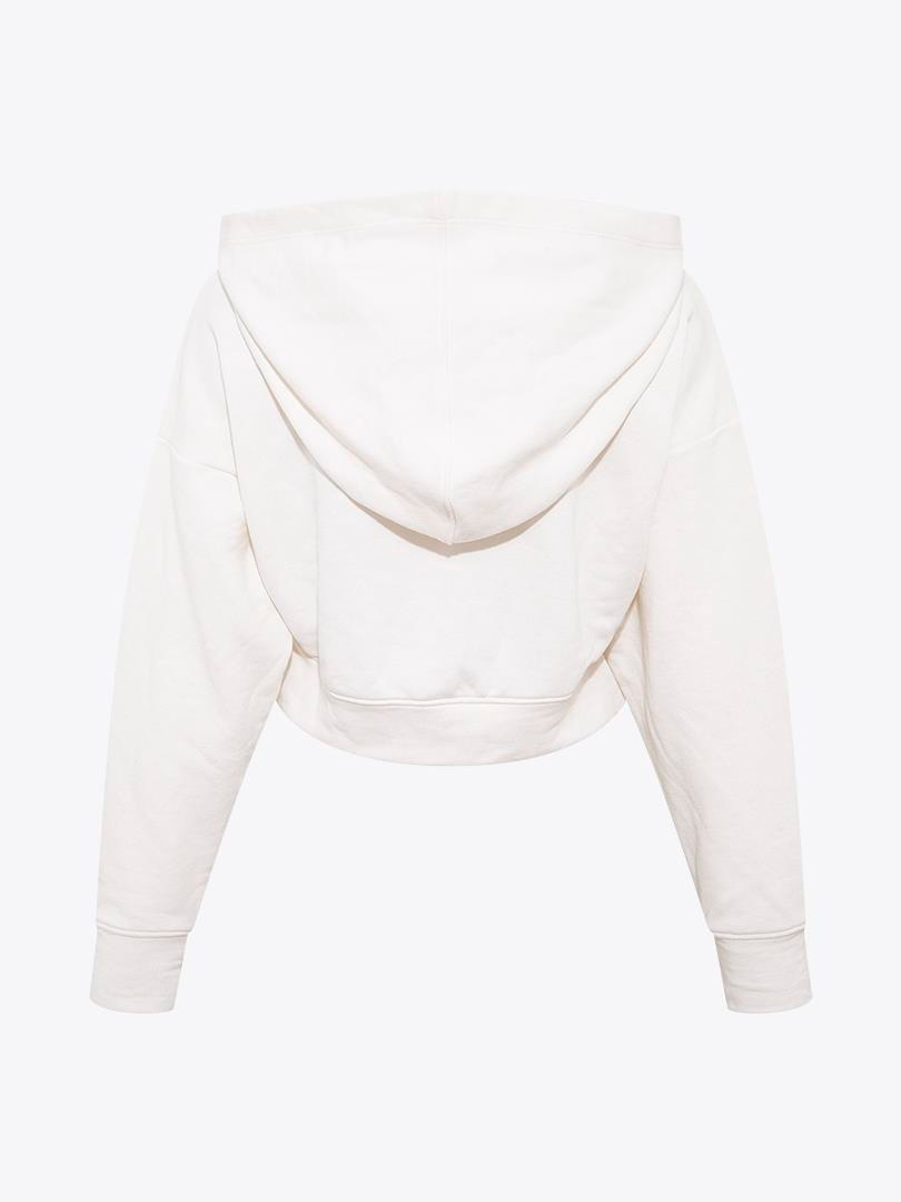 Kapüşonlu Kısa Sweatshirt - Ekru