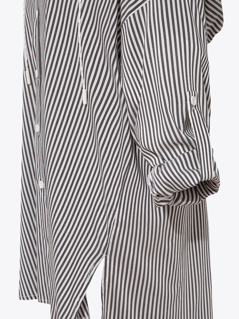 Kapüşonlu Oversize Gömlek - Çizgili