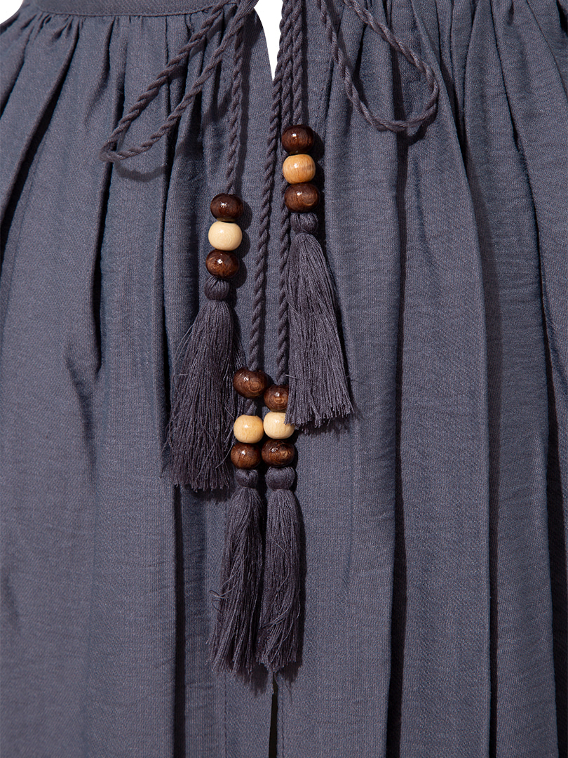 Kapüşonlu Uzun Kimono - Antrasit