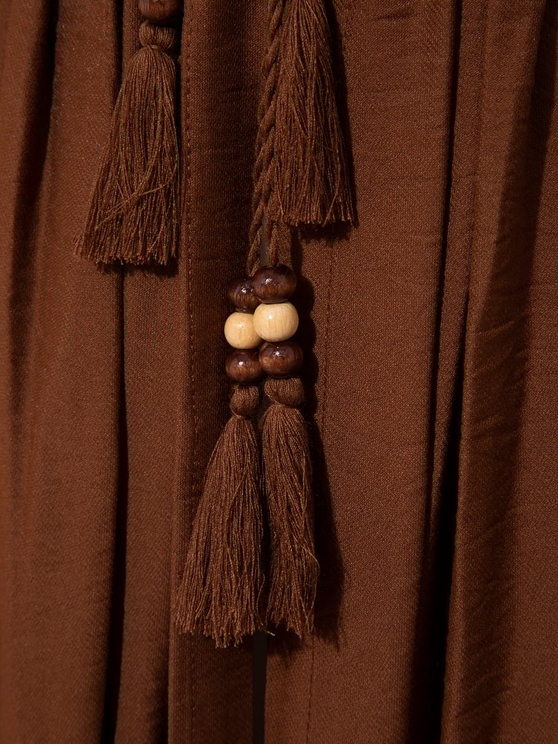 Kapüşonlu Uzun Kimono - Kahve