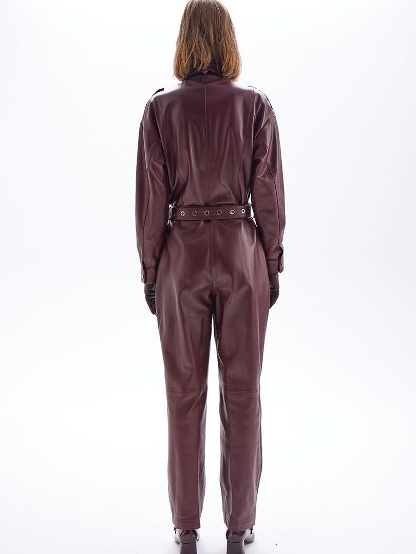 Kemerli Deri Tulum - Bordo Deri Tulum Modelleri