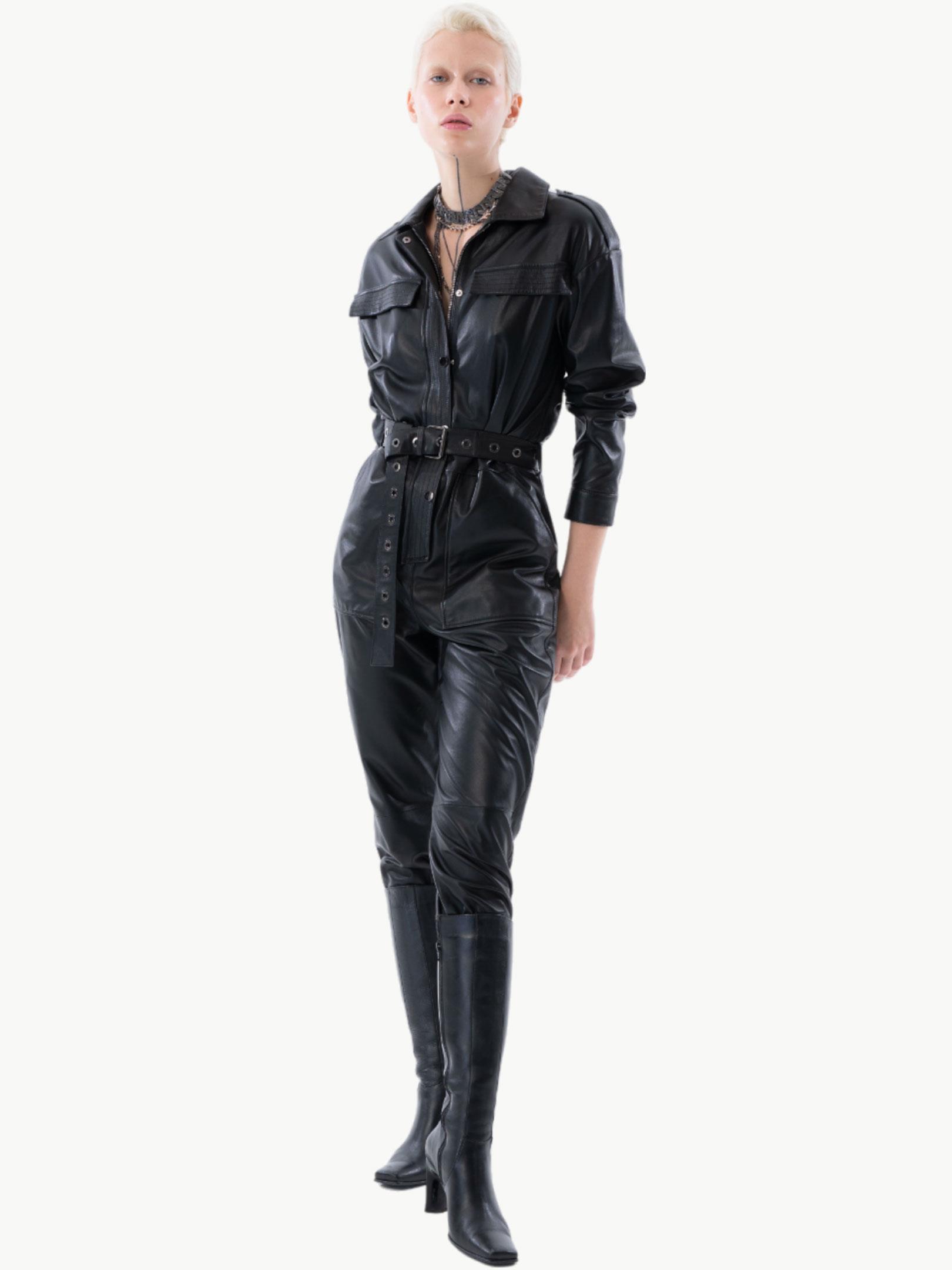 Kemerli Deri Tulum - Siyah Deri Tulum Modelleri