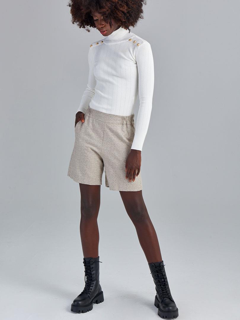 Kırçıllı Dokuma Şort - Bej Şort Modelleri