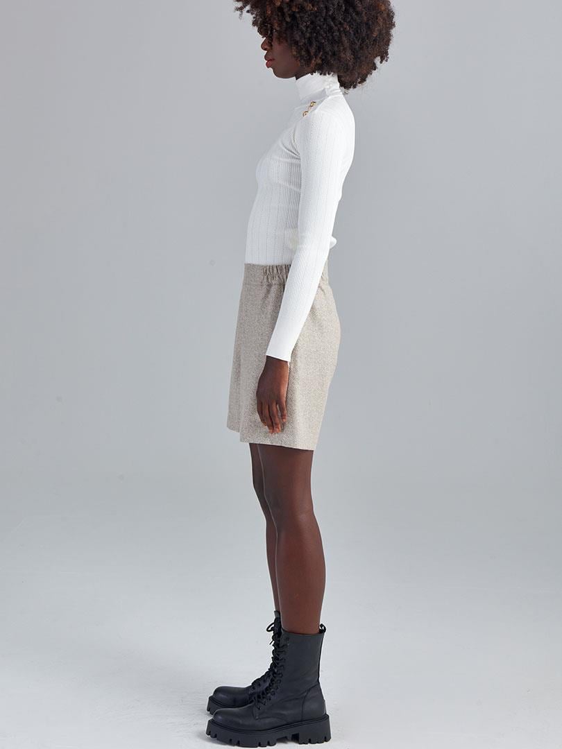 Kırçıllı Dokuma Şort - Bej Şort Modelleri