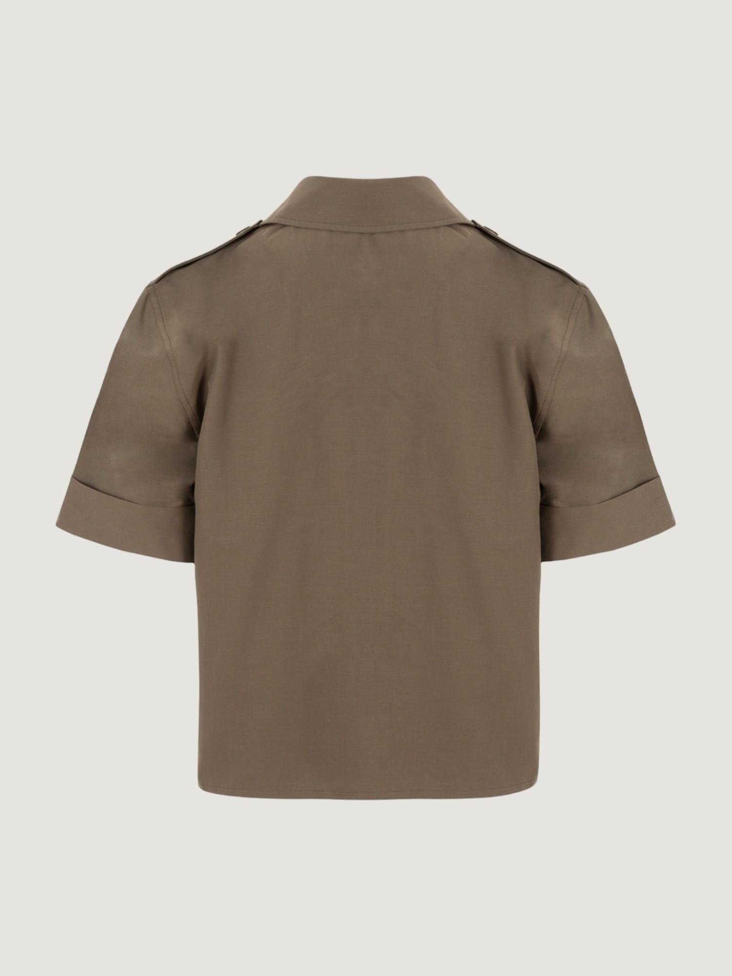 Kısa Kol Düğme Detaylı Gömlek-Haki Gömlek Modelleri