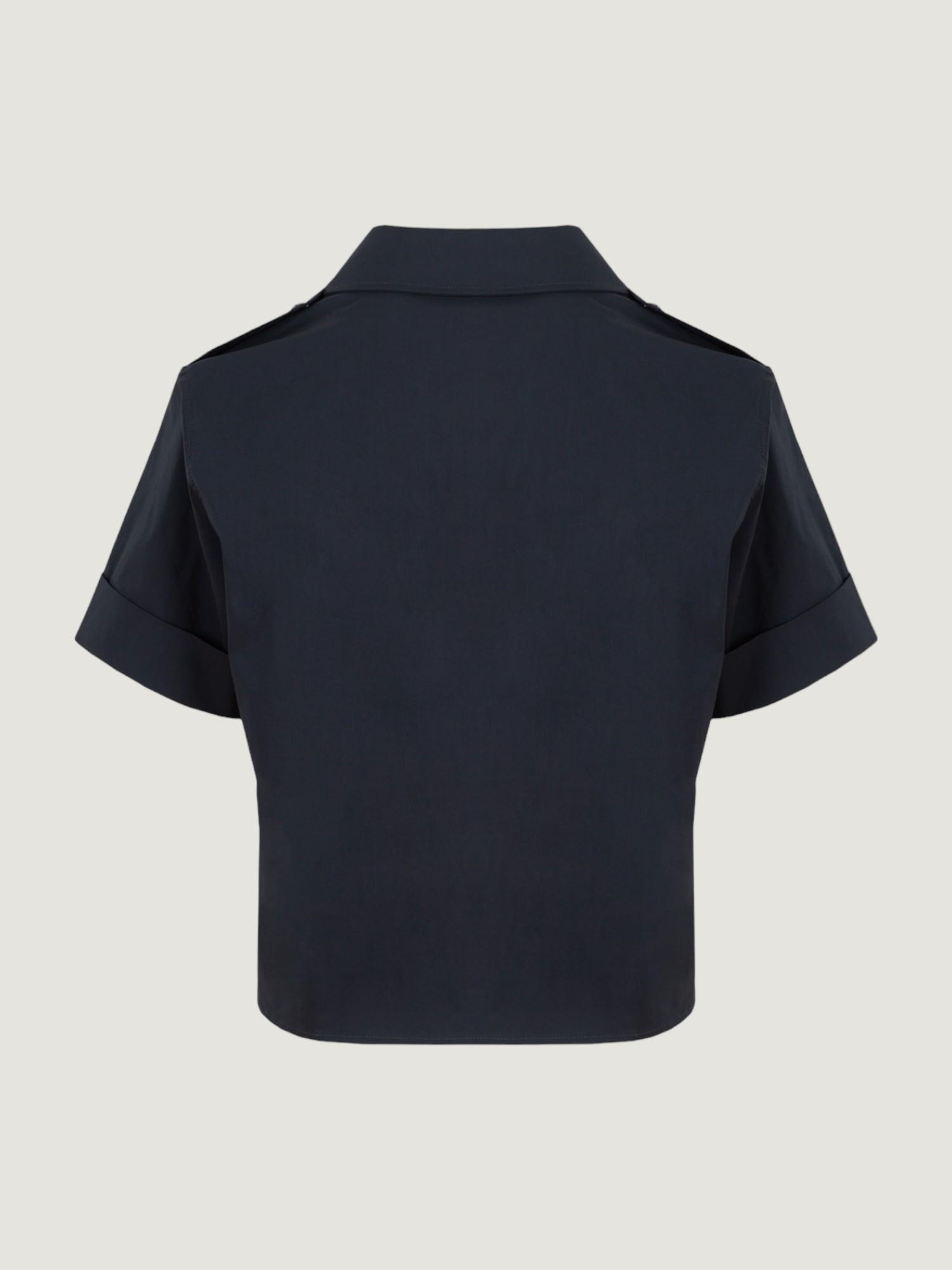 Kısa Kol Düğme Detaylı Gömlek - Lacivert Gömlek Modelleri