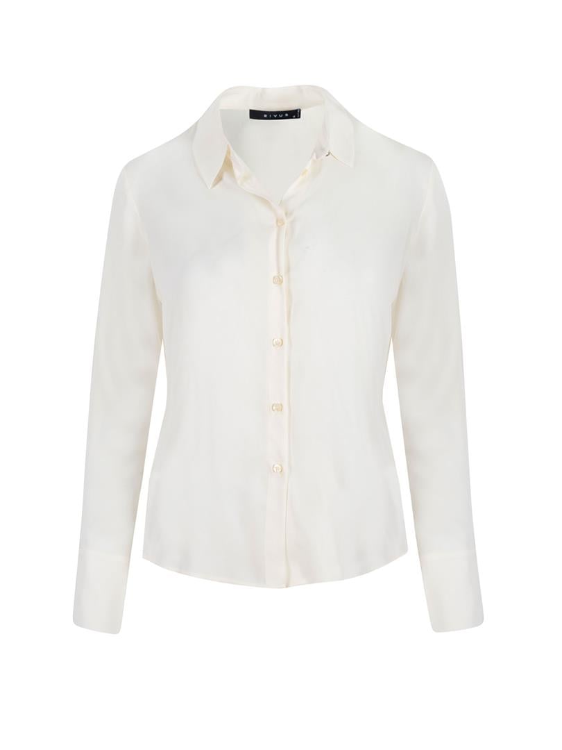 Kolları Düğme Detaylı Klasik Gömlek - Beyaz