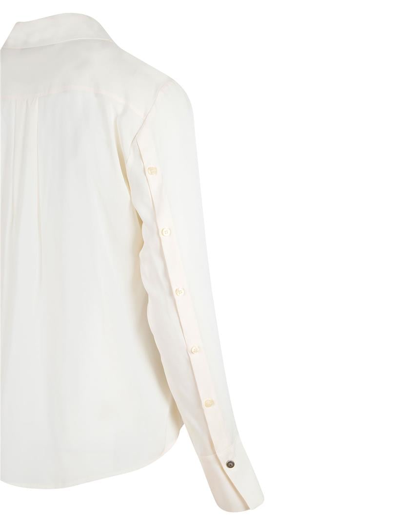 Kolları Düğme Detaylı Klasik Gömlek - Beyaz