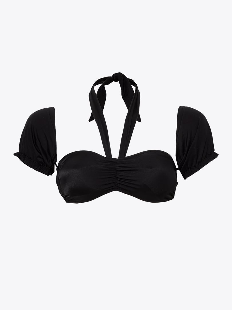 Kollu Siyah Bikini Üstü - Siyah