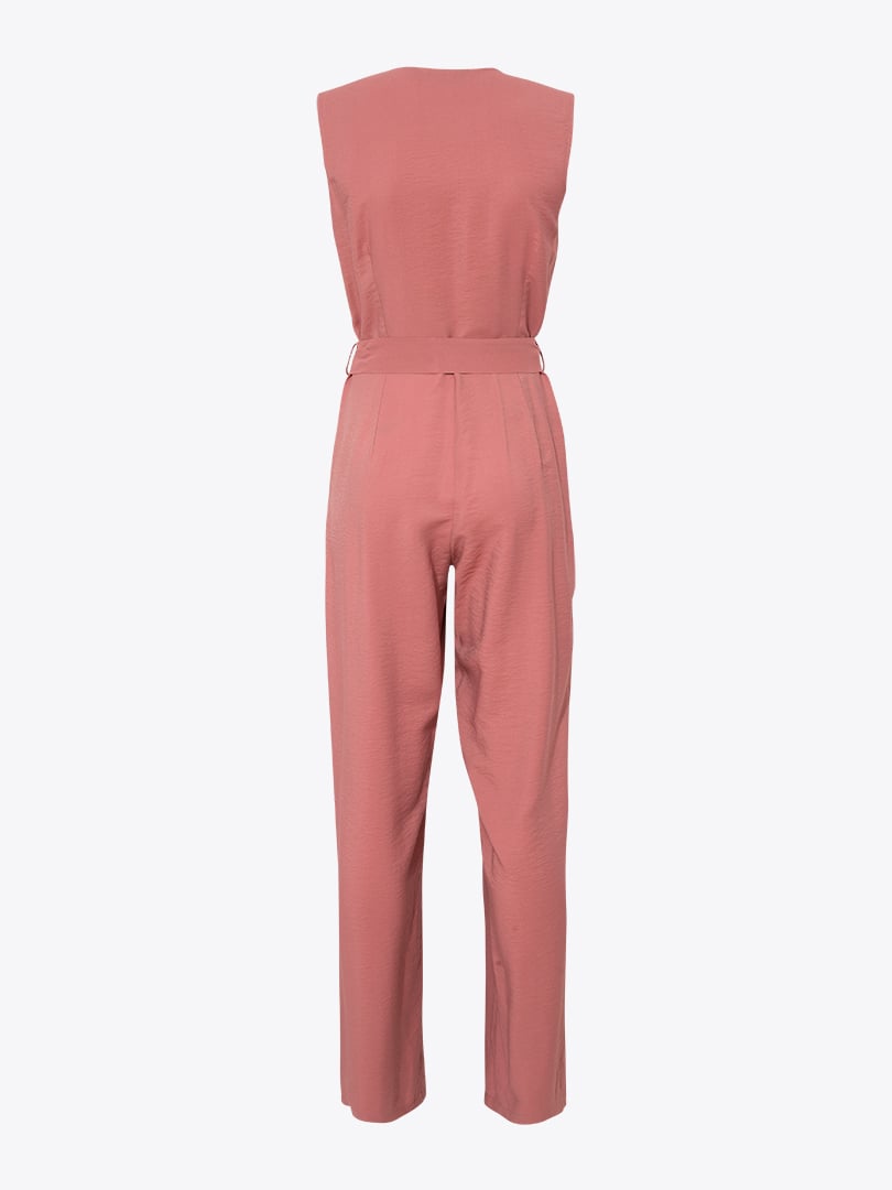 Kruvaze Kapama Bağlamalı Tulum - Gül Kurusu