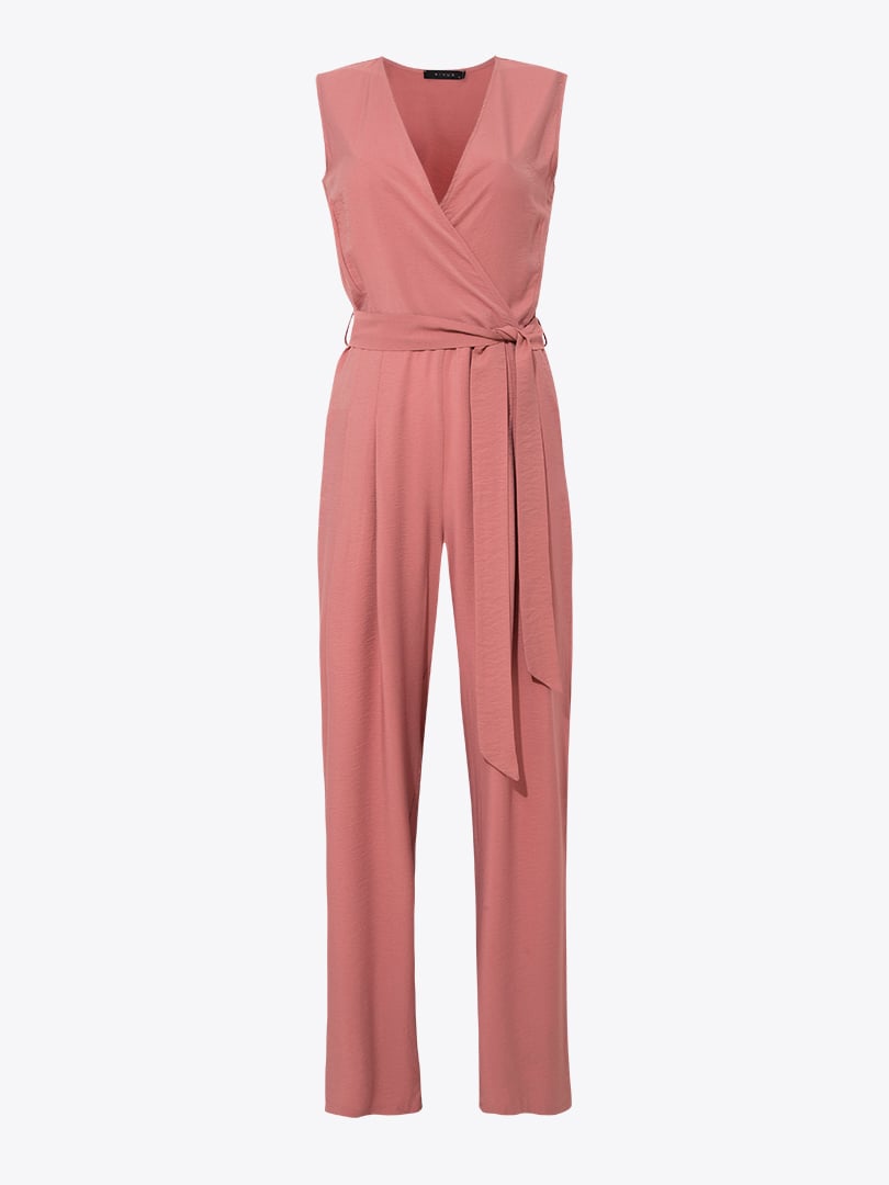 Kruvaze Kapama Bağlamalı Tulum - Gül Kurusu