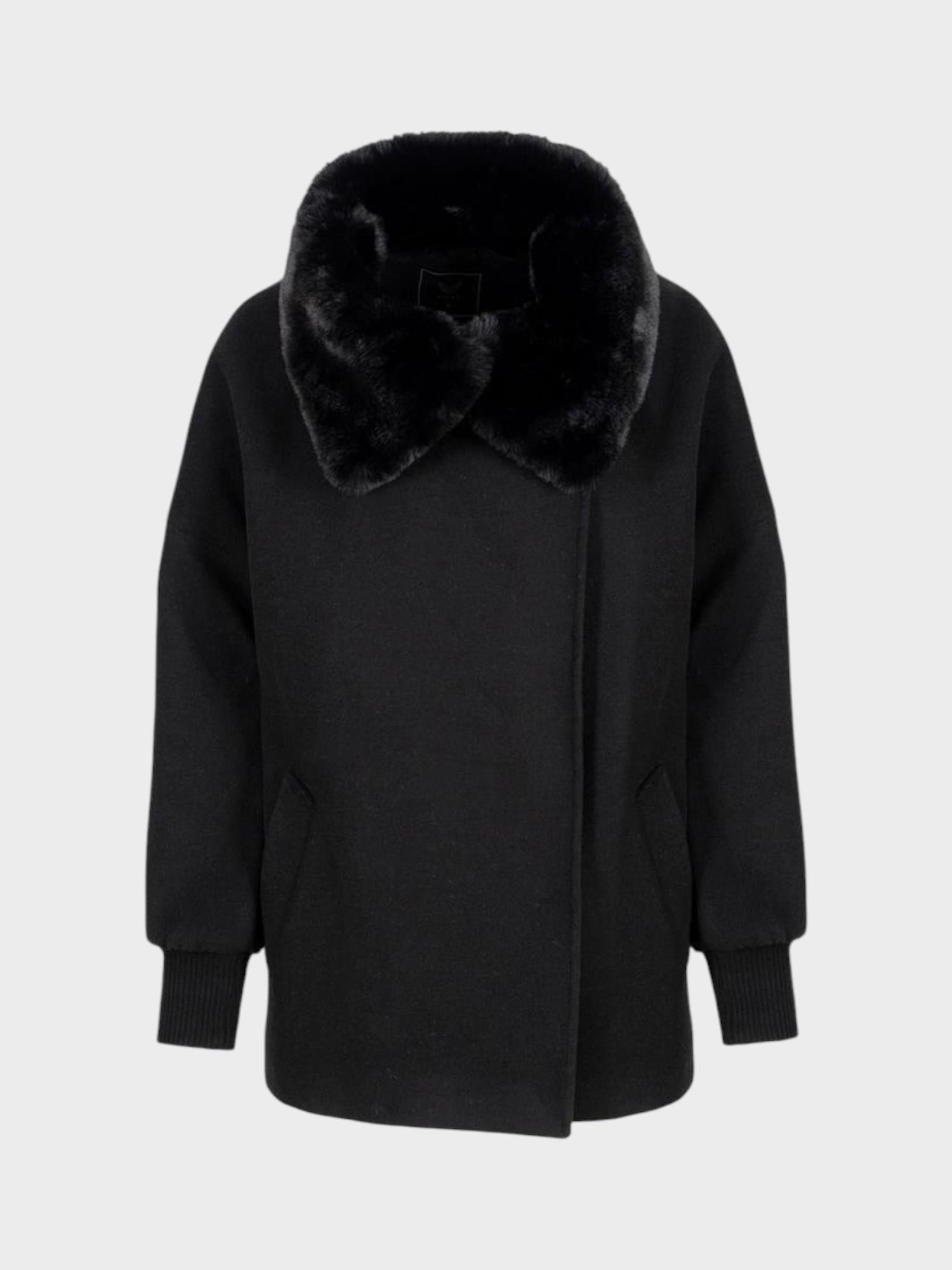 Kürk Yakalı Kaşe Kaban - Siyah Kaban ve Trençkot Modelleri