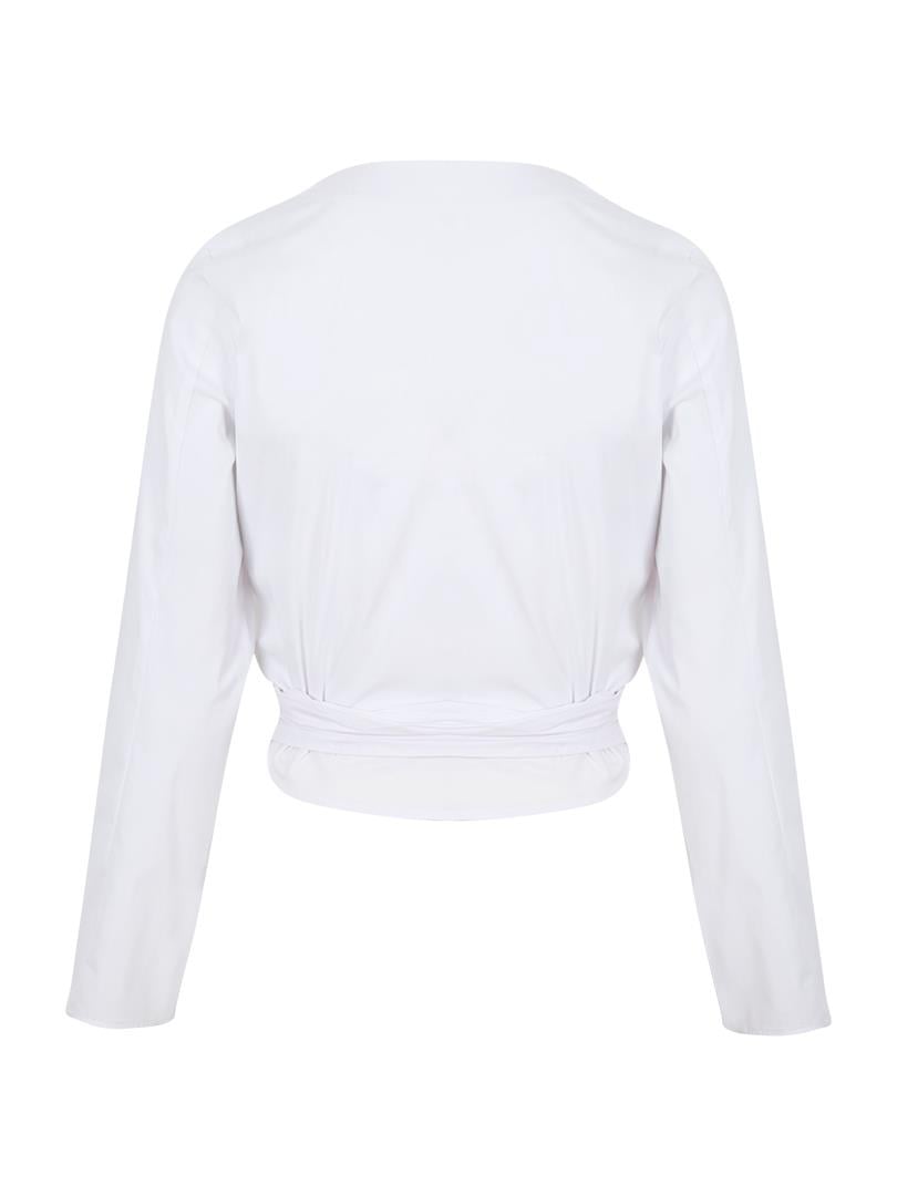 Kuşaklı Koton Gömlek - Beyaz Gömlek Modelleri