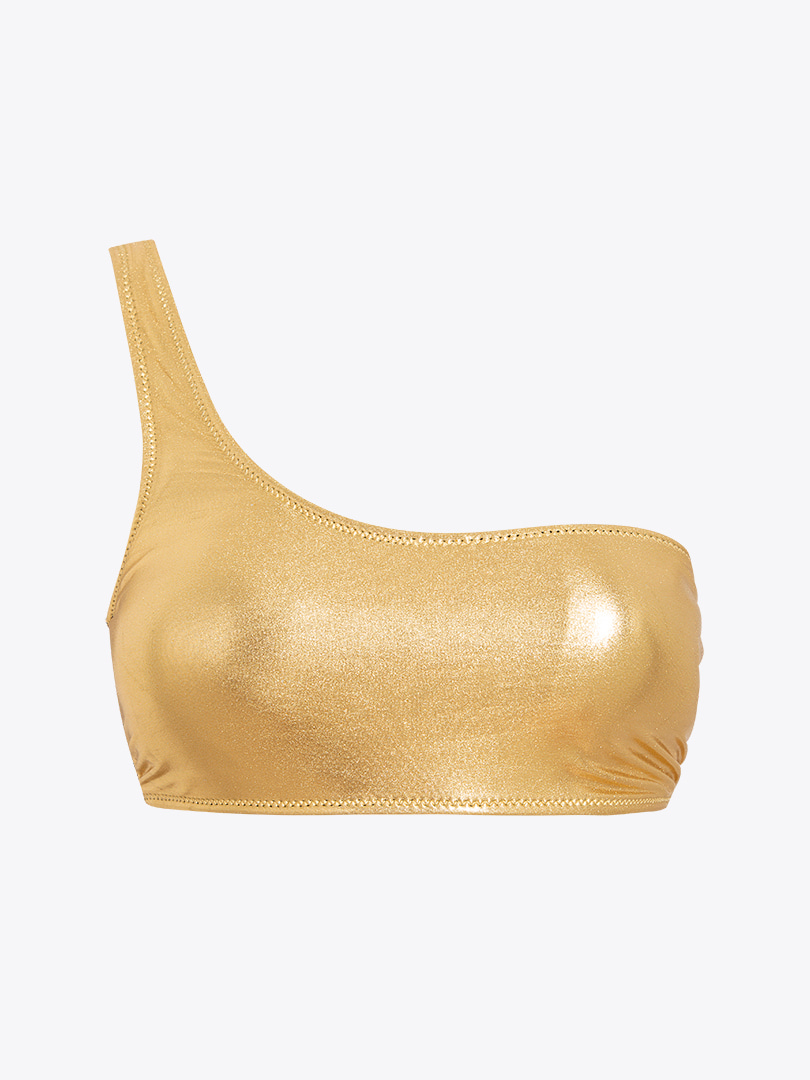 Light Gold Rengi Tek Omuz Bikini Takımı - Gold