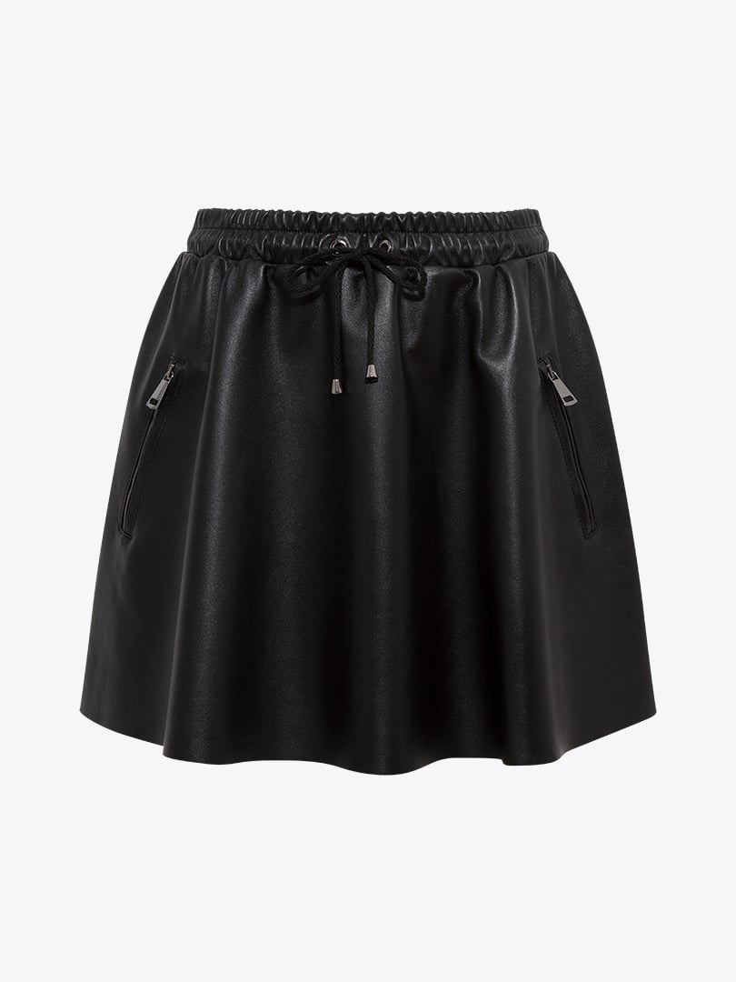 Mini Deri Etek - Siyah