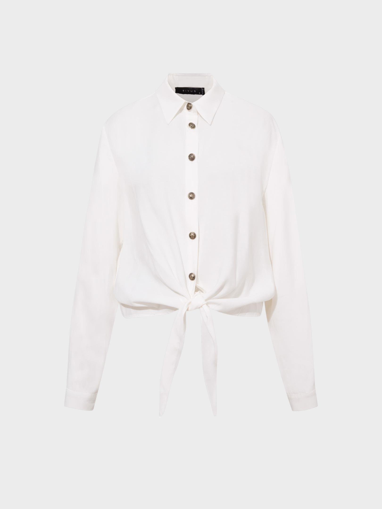 Önden Bağlama Detaylı Gömlek - Ekru Gömlek Modelleri