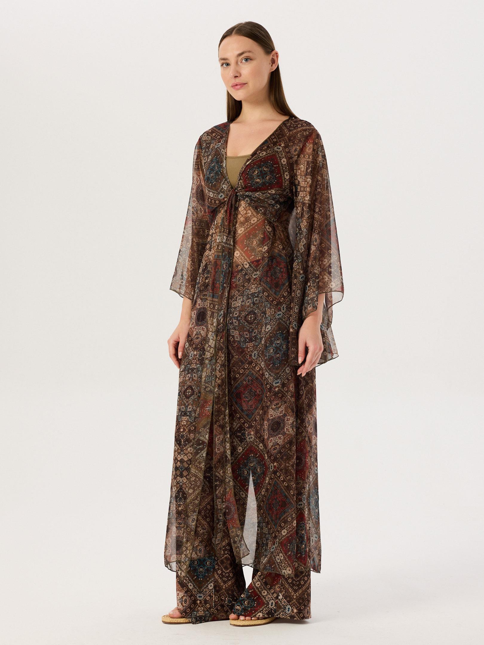 Önden Bağlama Detaylı Kimono - Desenli Kimono & Pareo Modelleri