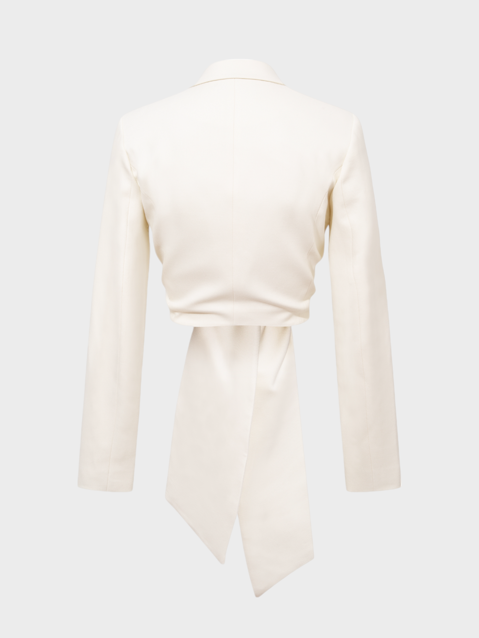 Önden Bağlama Detaylı Uzun Kollu Crop Ceket - Ekru Ceket Modelleri