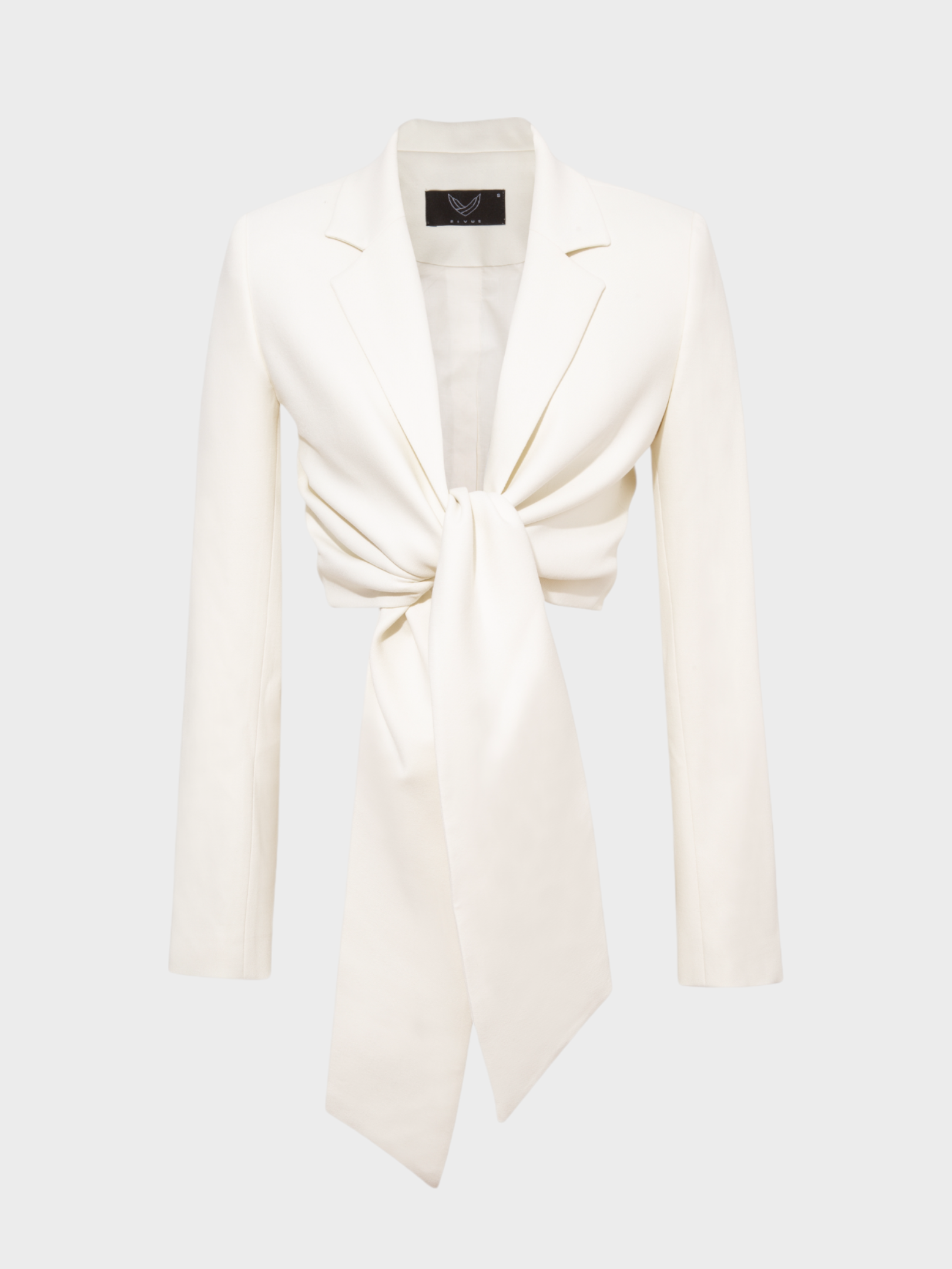 Önden Bağlama Detaylı Uzun Kollu Crop Ceket - Ekru Ceket Modelleri