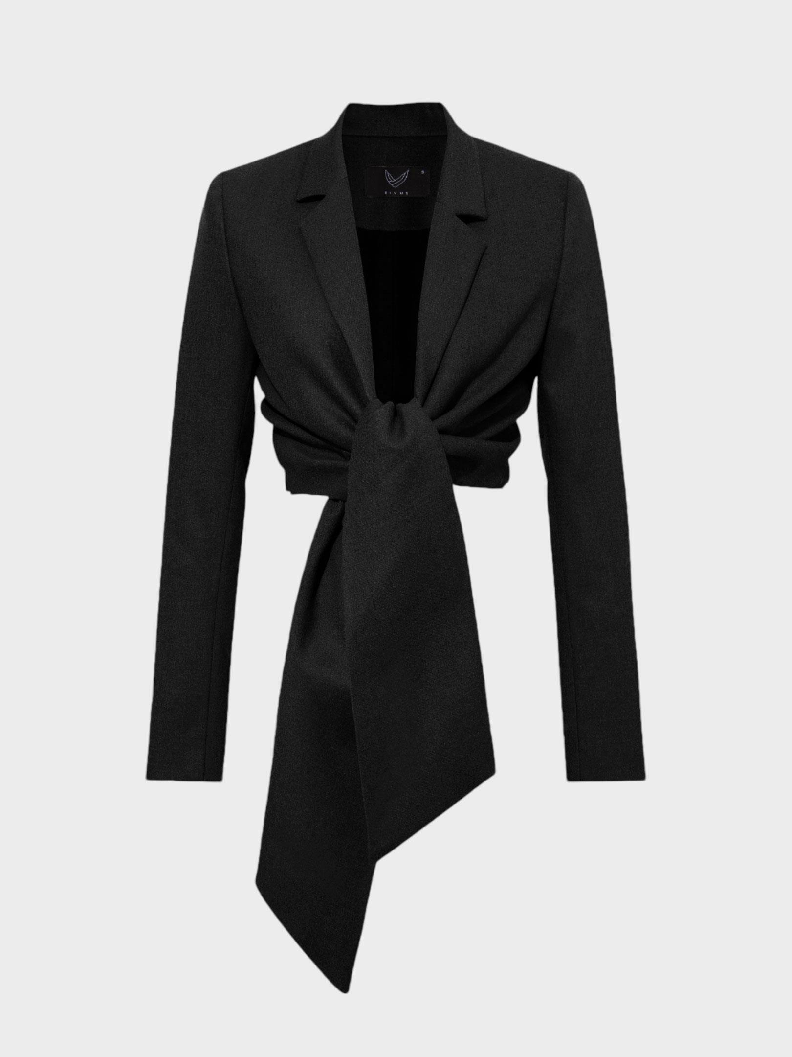 Önden Bağlama Detaylı Uzun Kollu Crop Ceket Kategorisiz Modelleri