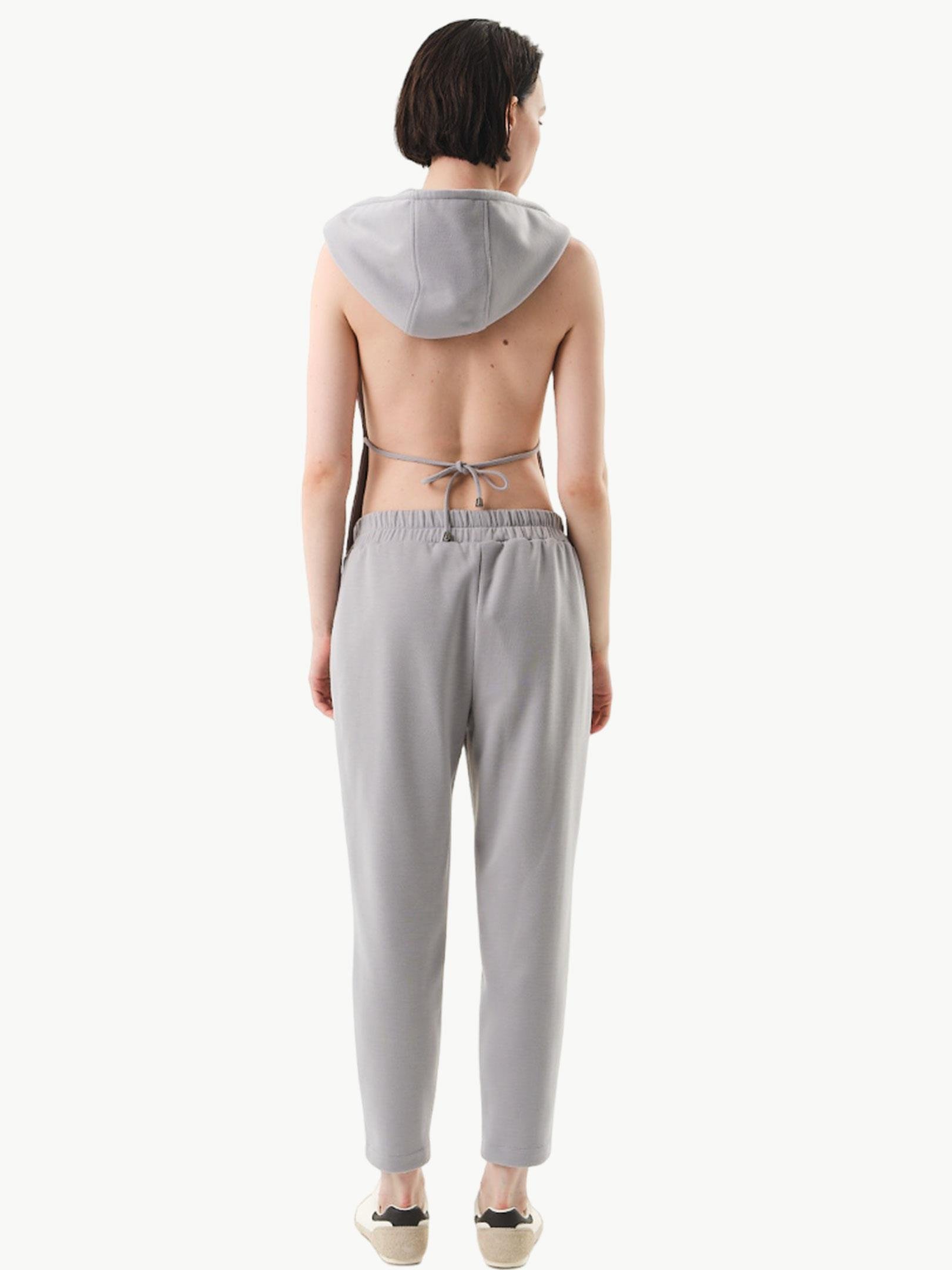 Önü Korsaj Arkası Lastikli Örme Kumaş Pantolon - Gri Pantolon Modelleri