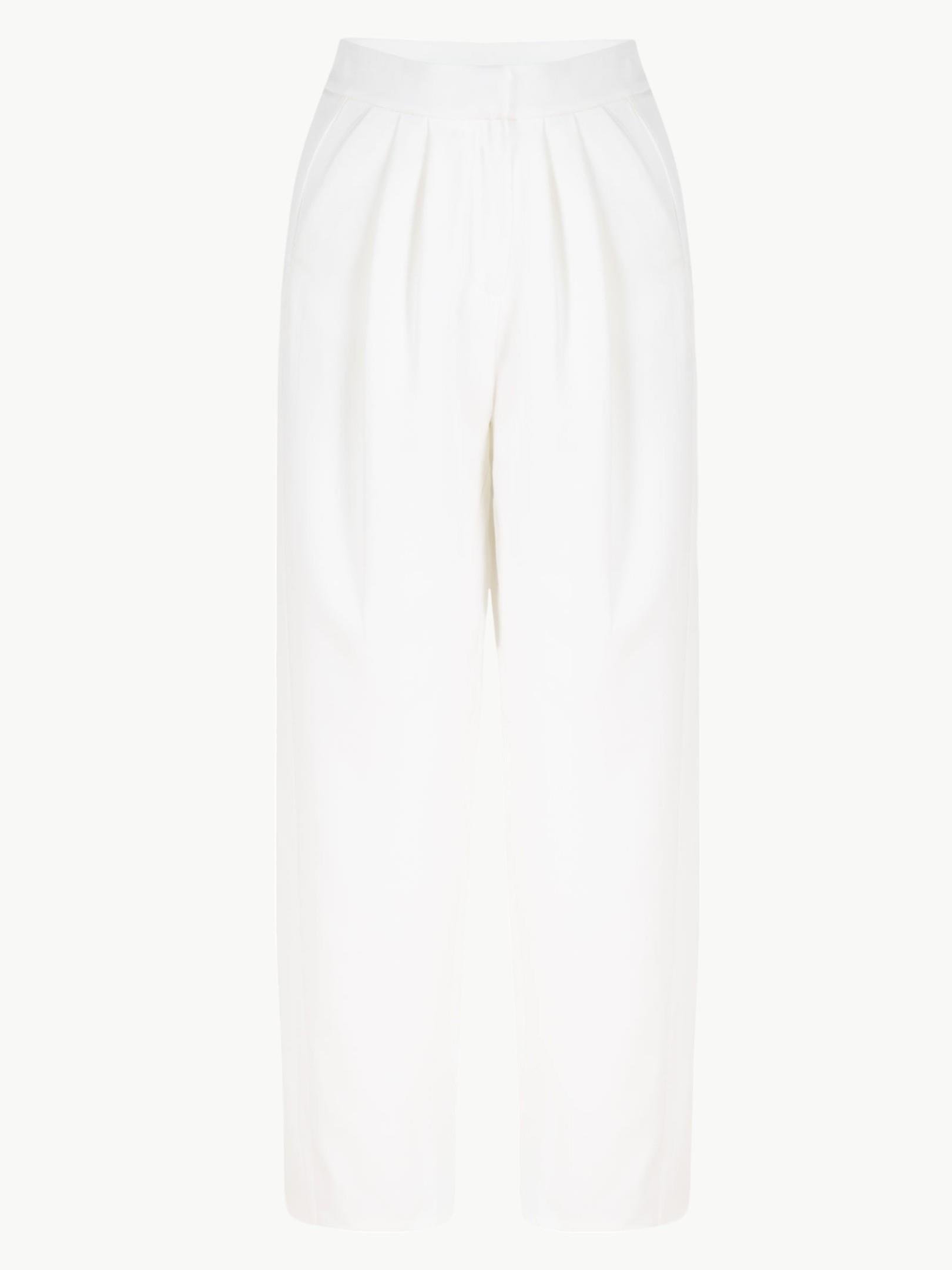 Önü Pileli Dökümlü Şık Pantolon - Ekru Pantolon Modelleri