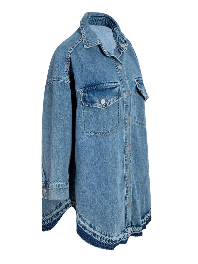 Oversize Denim Gömlek - İndigo