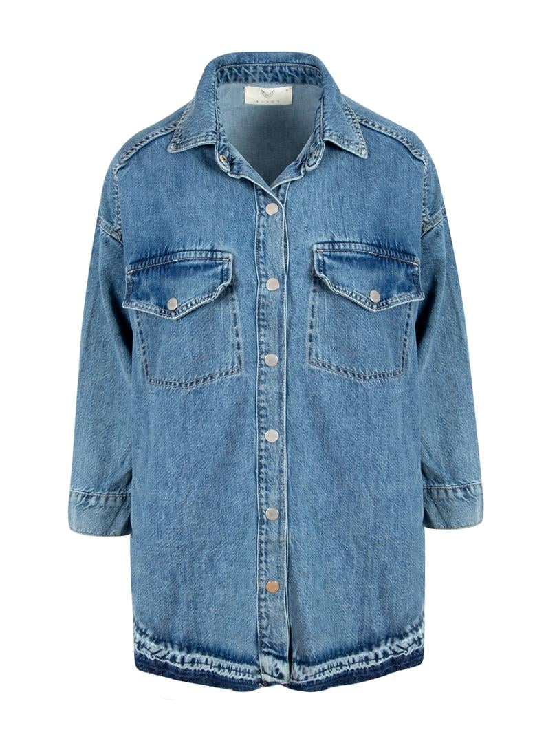 Oversize Denim Gömlek - İndigo
