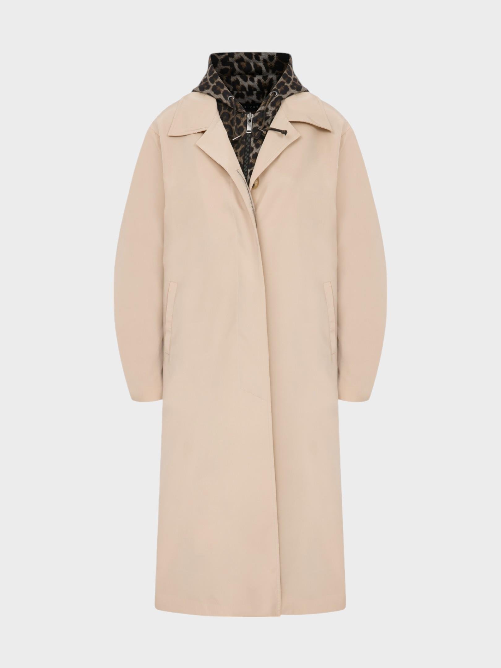 Oversize Kesim Düğmeli ve Cep Detaylı Uzun Trençkot - Bej Kaban ve Trençkot Modelleri