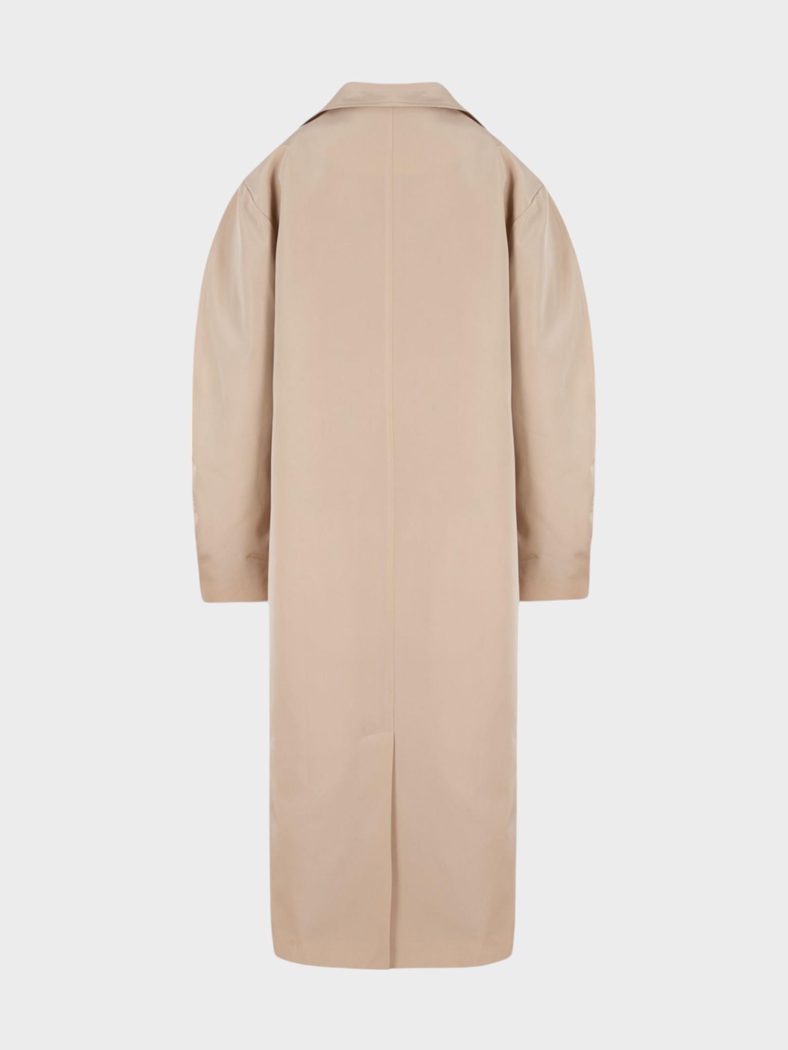 Oversize Kesim Düğmeli ve Cep Detaylı Uzun Trençkot - Bej Kaban ve Trençkot Modelleri