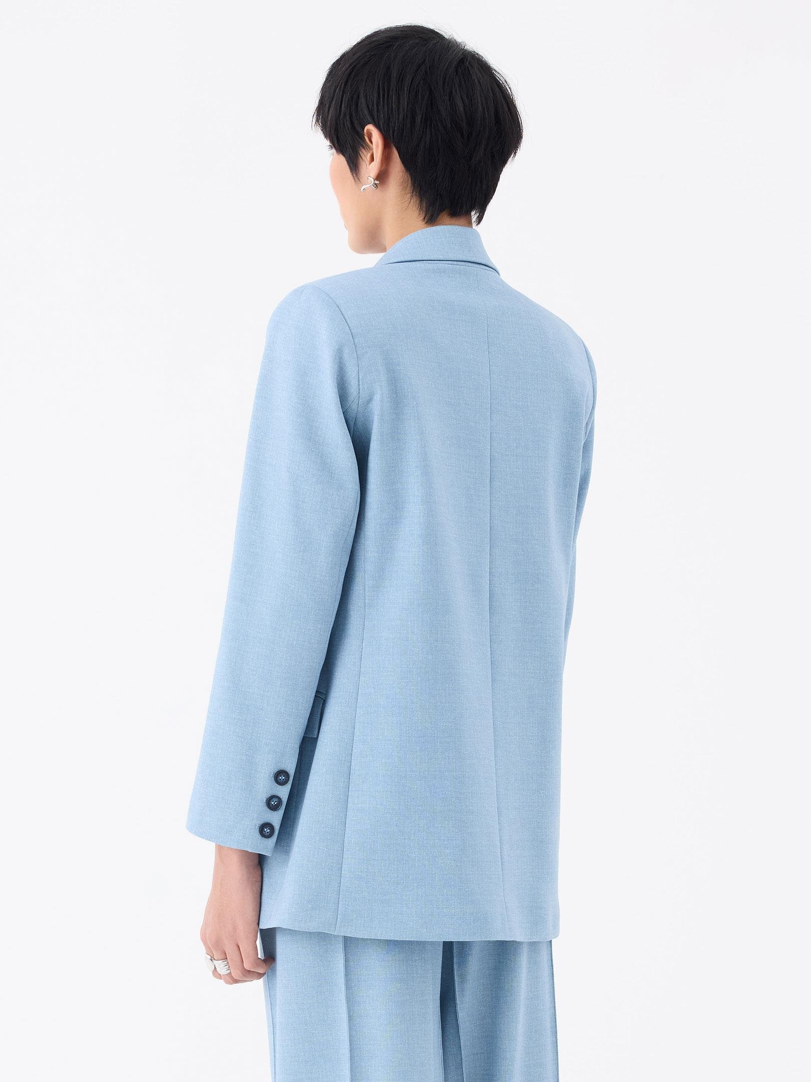 Oversize Kruvaze Kesim Ceket - Mavi Ceket Modelleri