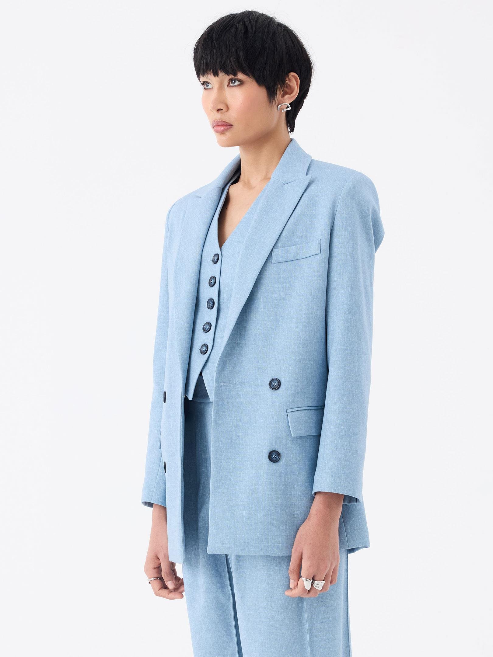 Oversize Kruvaze Kesim Ceket - Mavi Ceket Modelleri