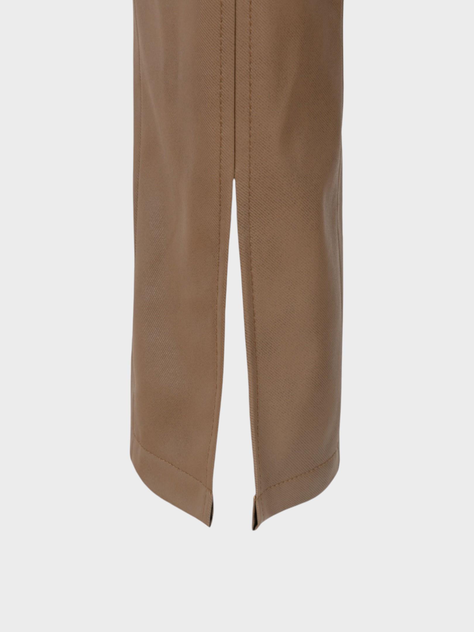 Paçası Yırtmaç Detaylı Vegan Deri Pantolon - Camel Pantolon Modelleri