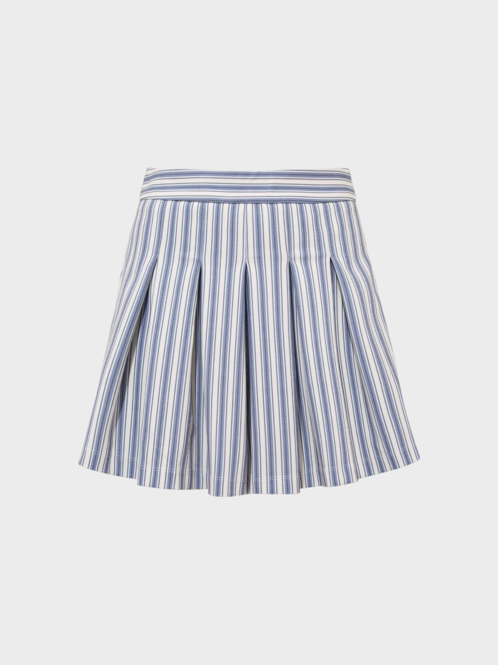 Pileli Şort Etek - Mavi Çizgili Şort Modelleri