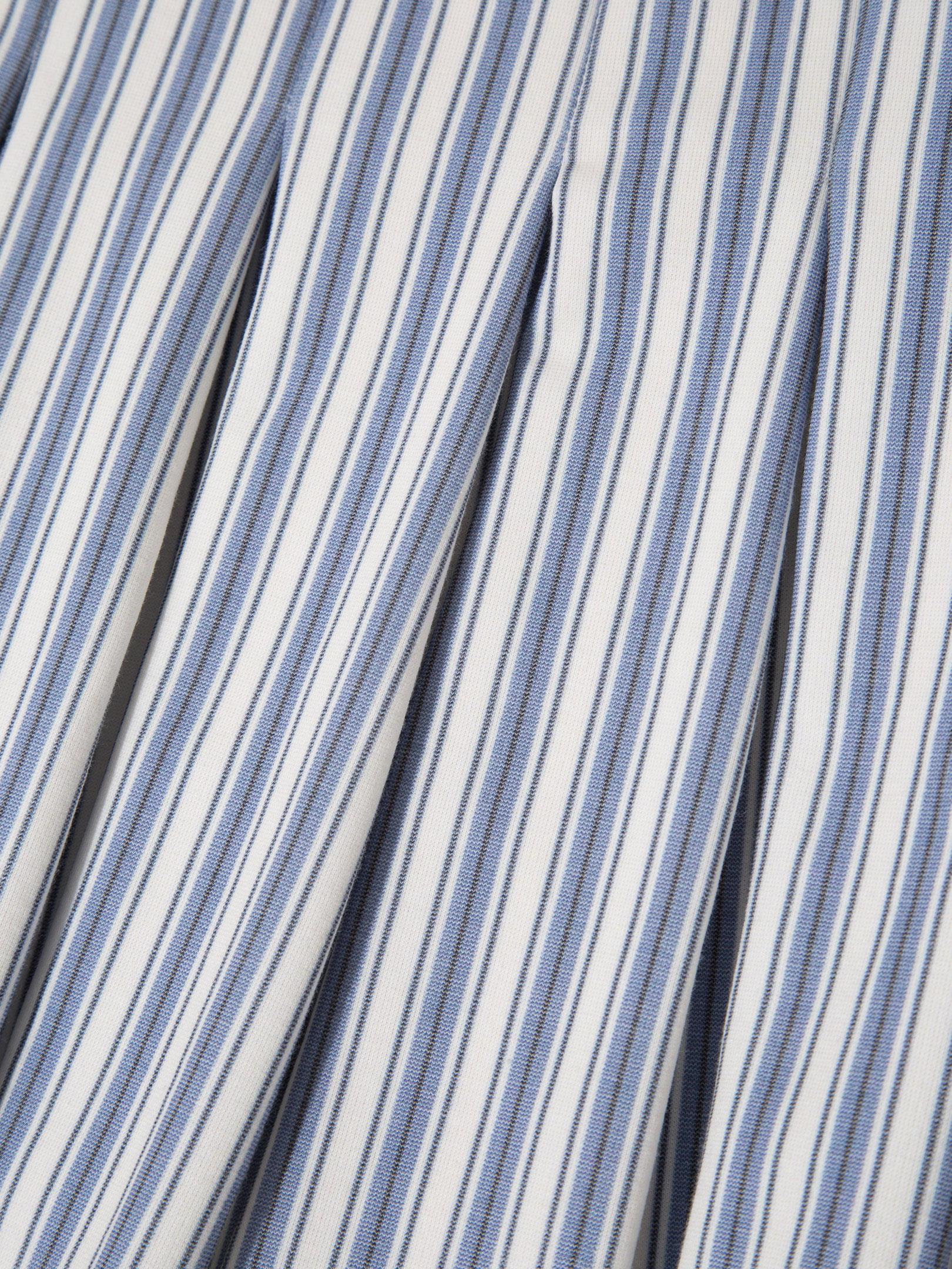 Pileli Şort Etek - Mavi Çizgili Şort Modelleri