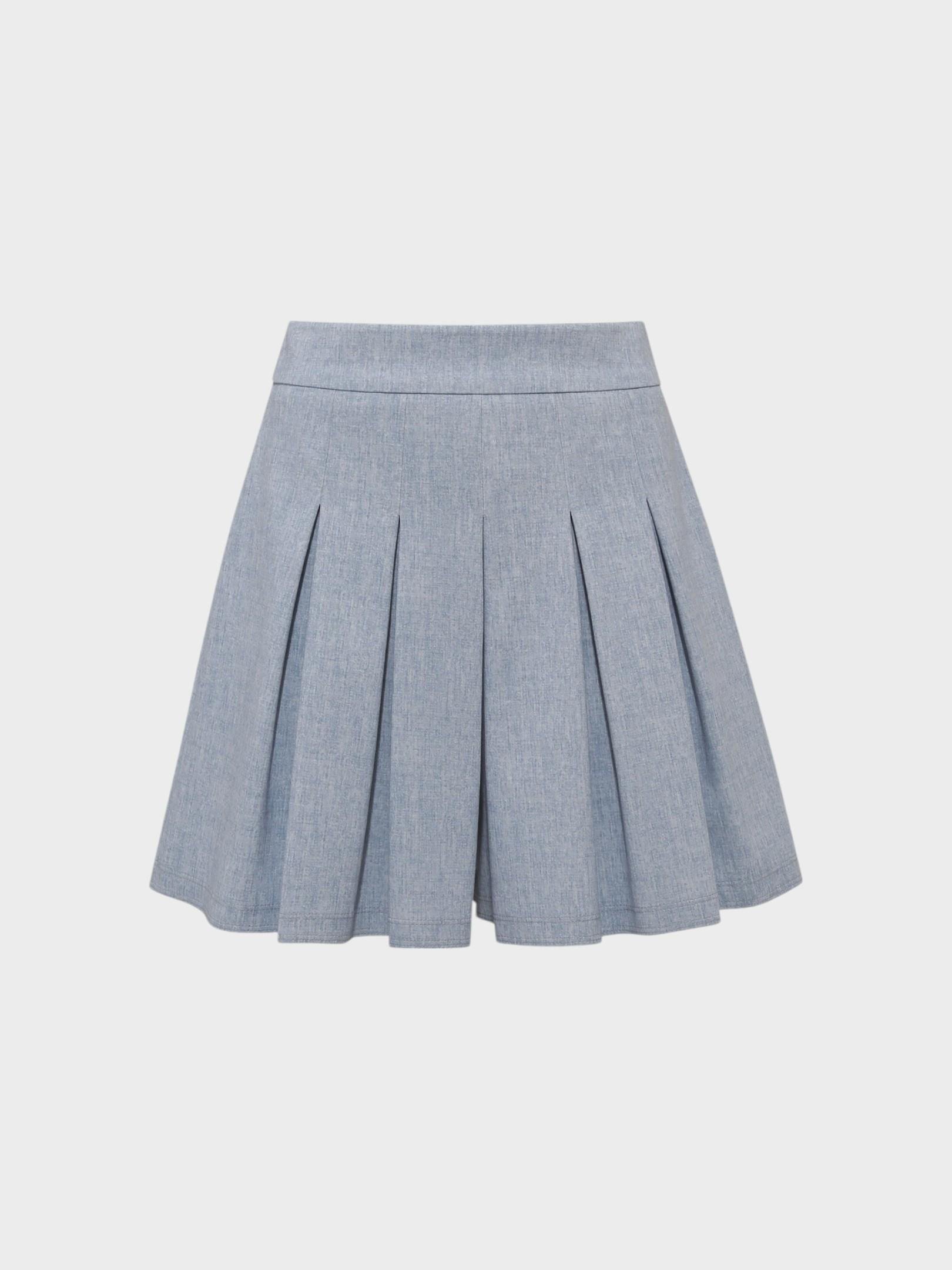 Pileli Şort Etek - Mavi Etek Modelleri