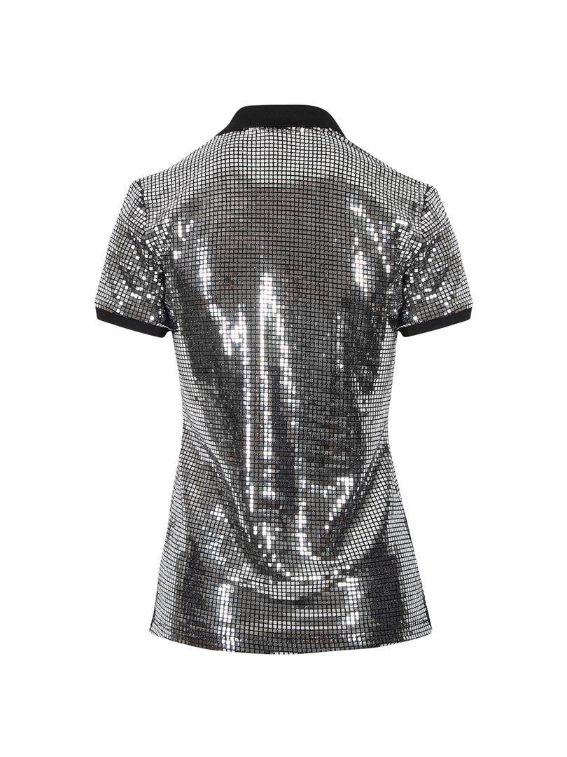 Polo Yaka Pullu Tişört - Silver