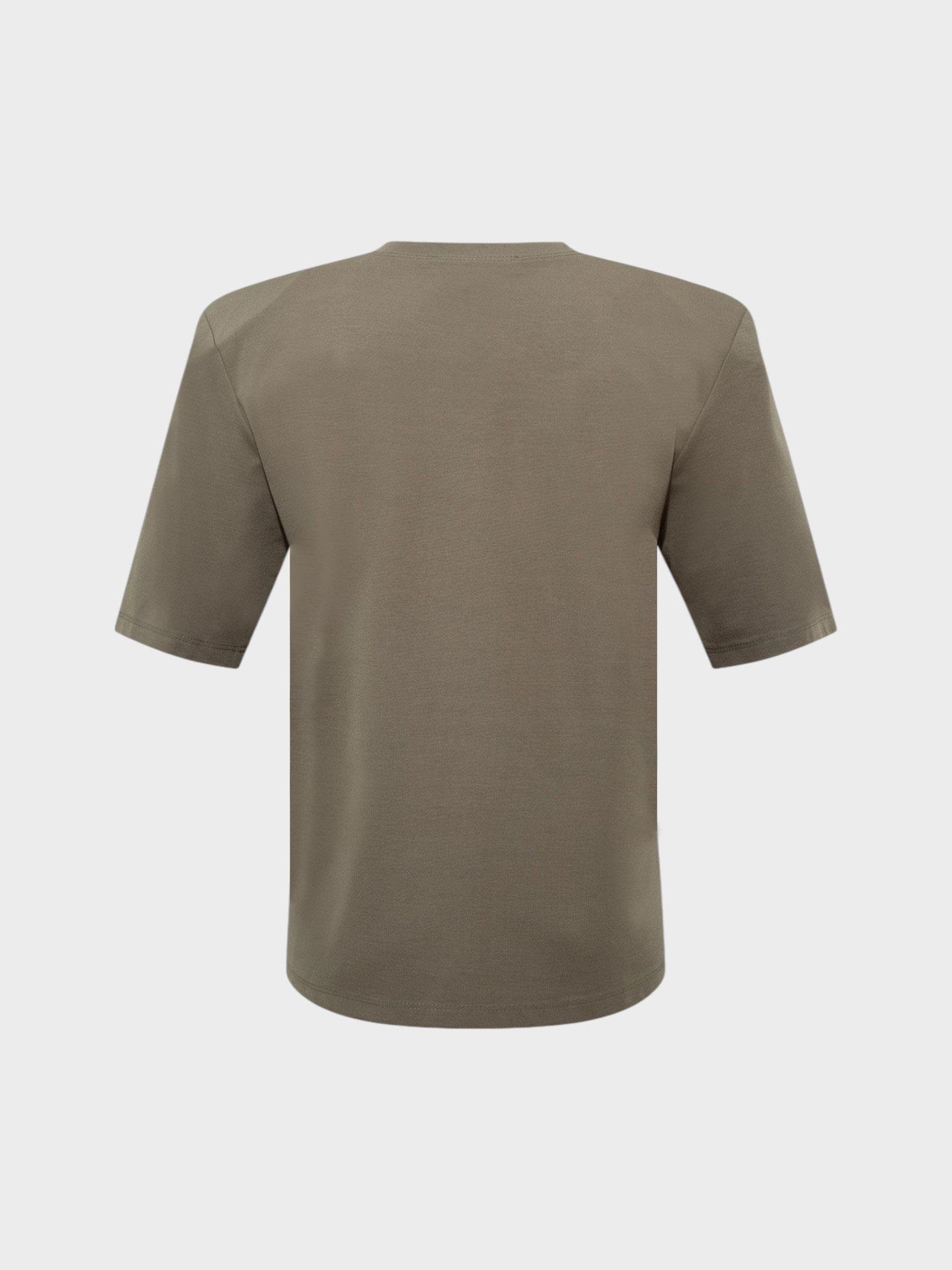 Premium Yumuşak Tuşeli Vatkalı T-Shirt - Haki T-shirt Modelleri