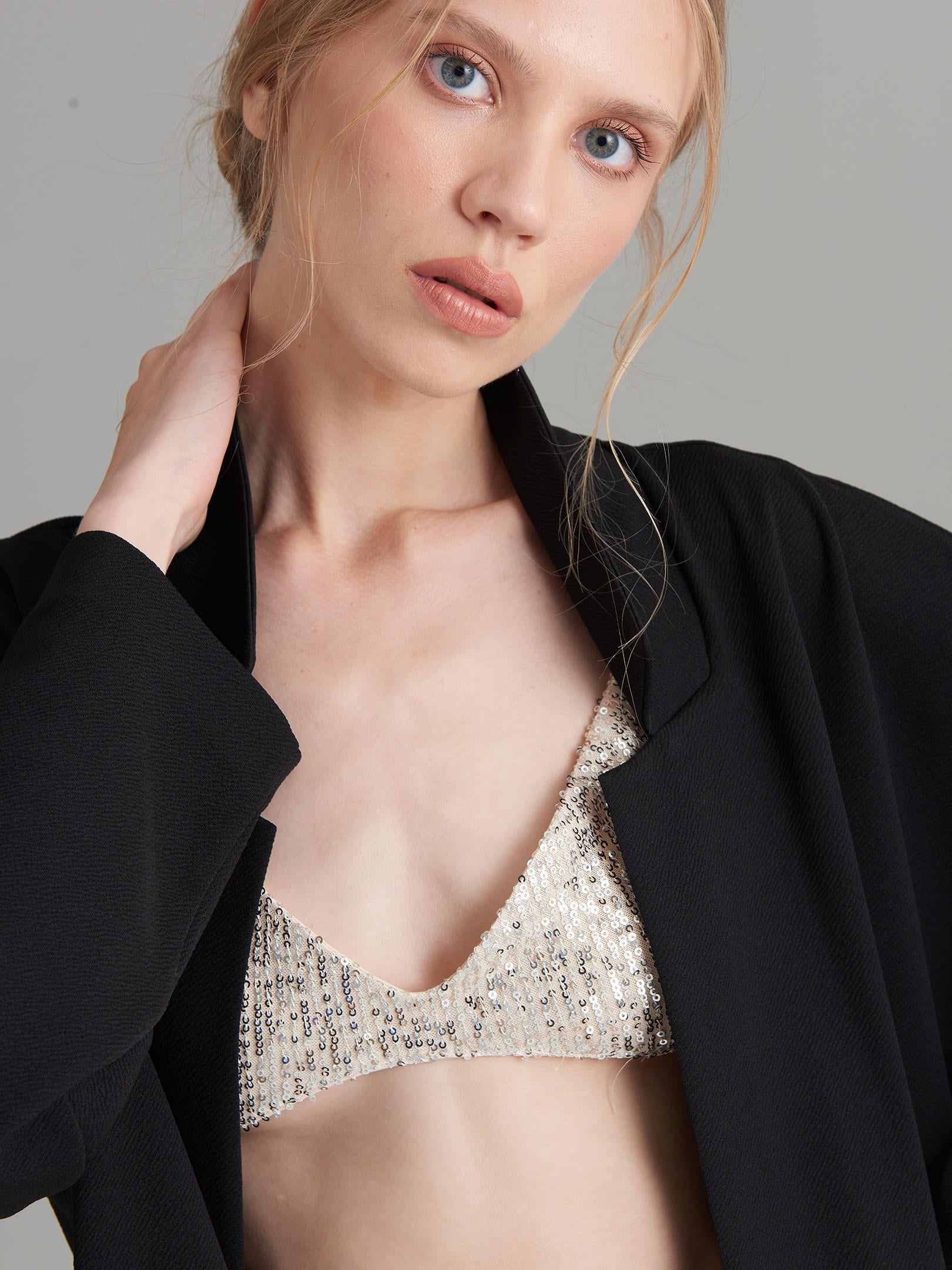 Pullu Büstiyer - Bej Body & Bluz Modelleri