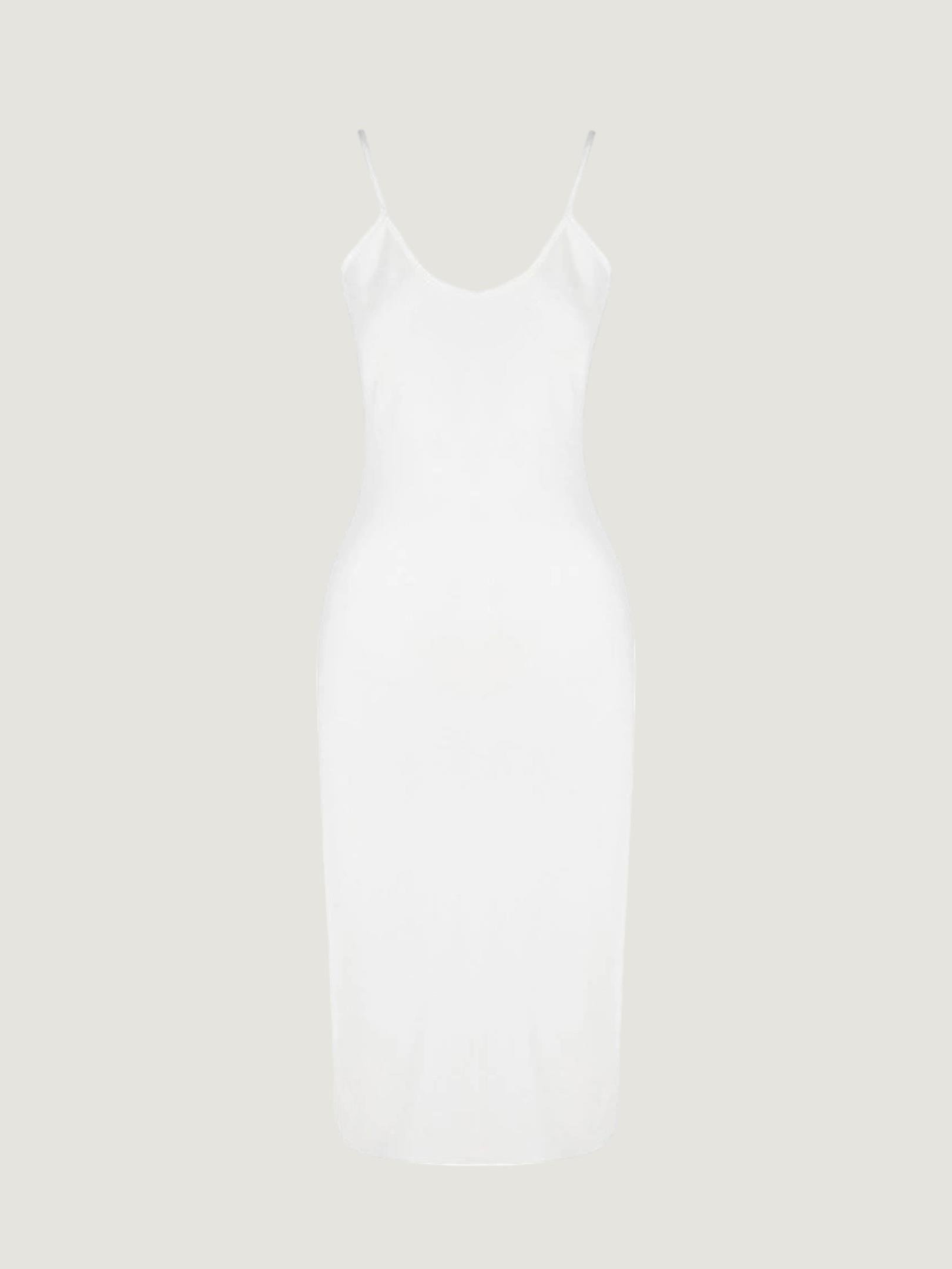 Spagetti Askılı Saten Midi Elbise - Ekru Elbise Modelleri