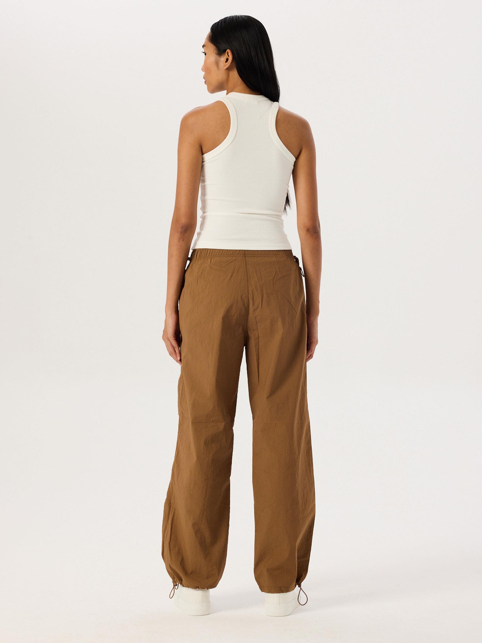 Stoper Büzgü Detaylı Paraşüt Pantolon - Kahve Pantolon Modelleri