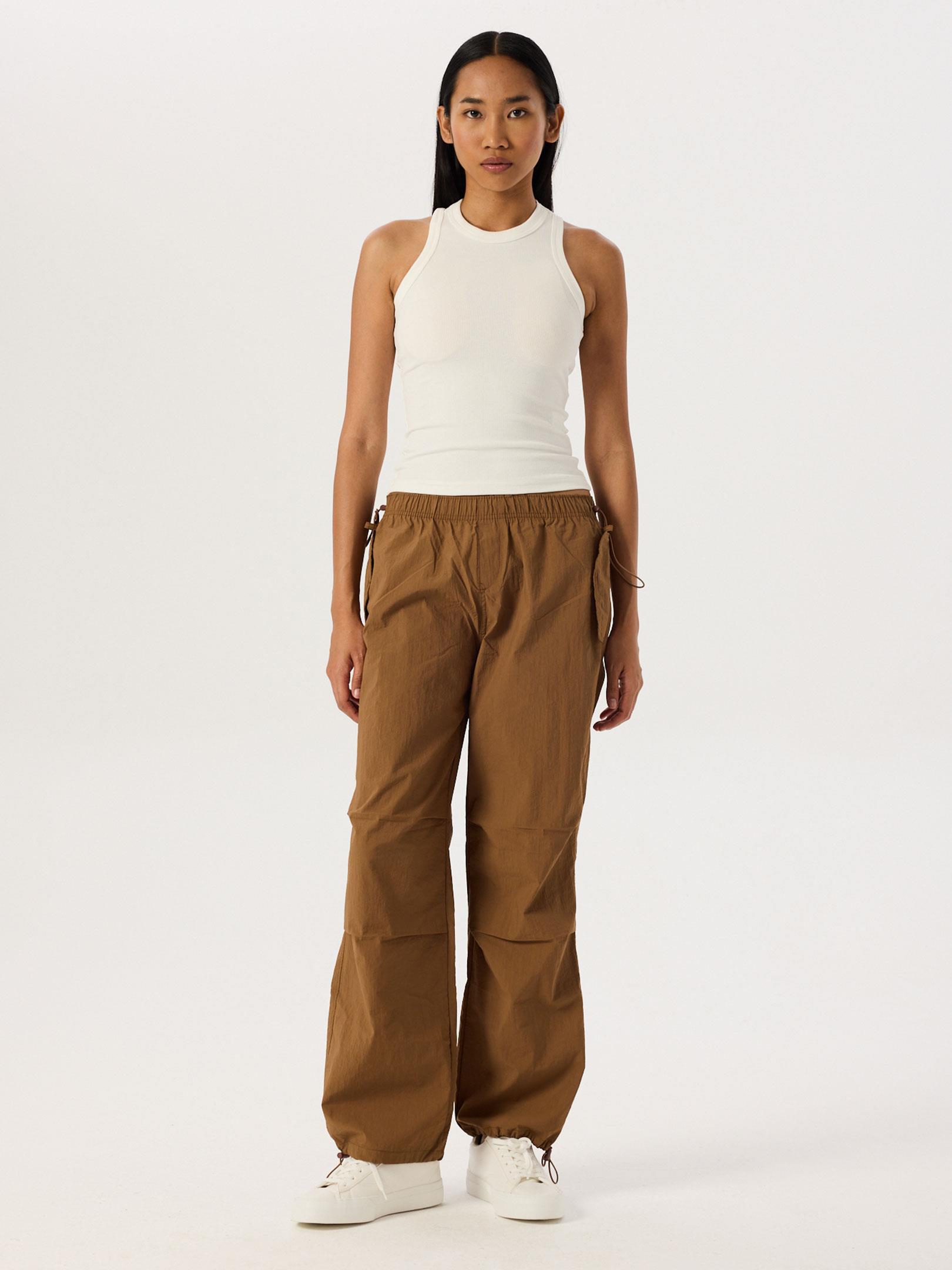 Stoper Büzgü Detaylı Paraşüt Pantolon - Kahve Pantolon Modelleri