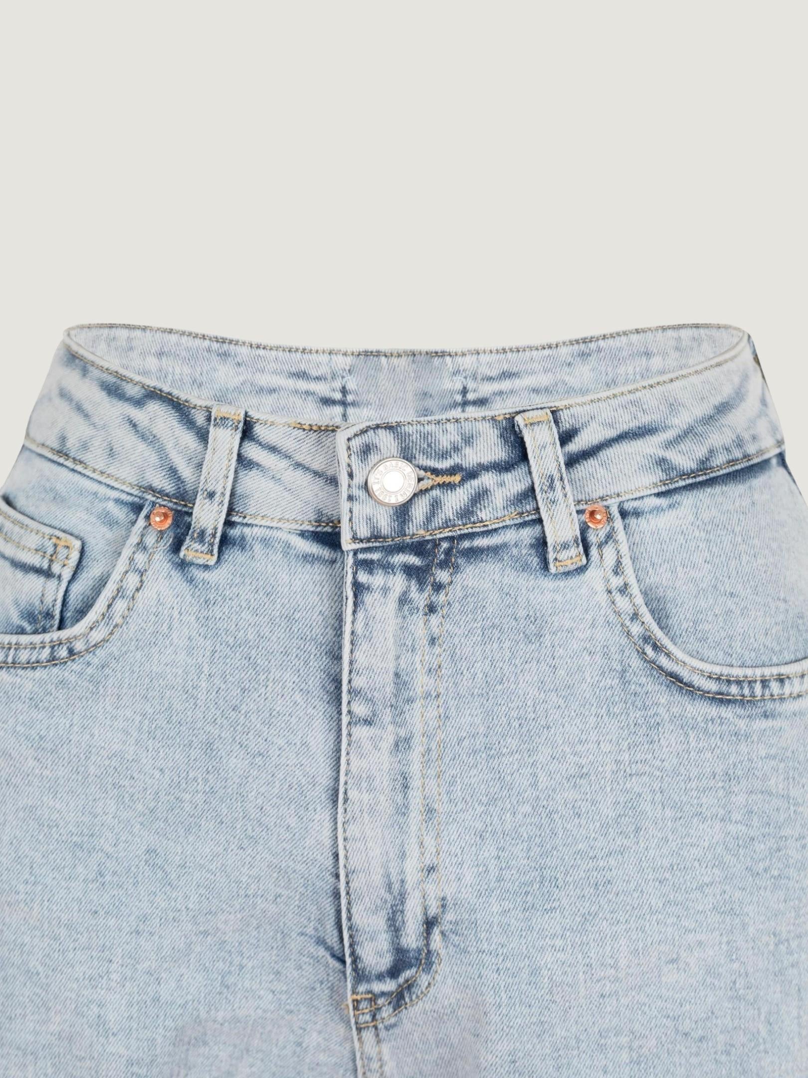 Straight Fit Jean Bermuda Şort - Light Indigo  Şort Modelleri