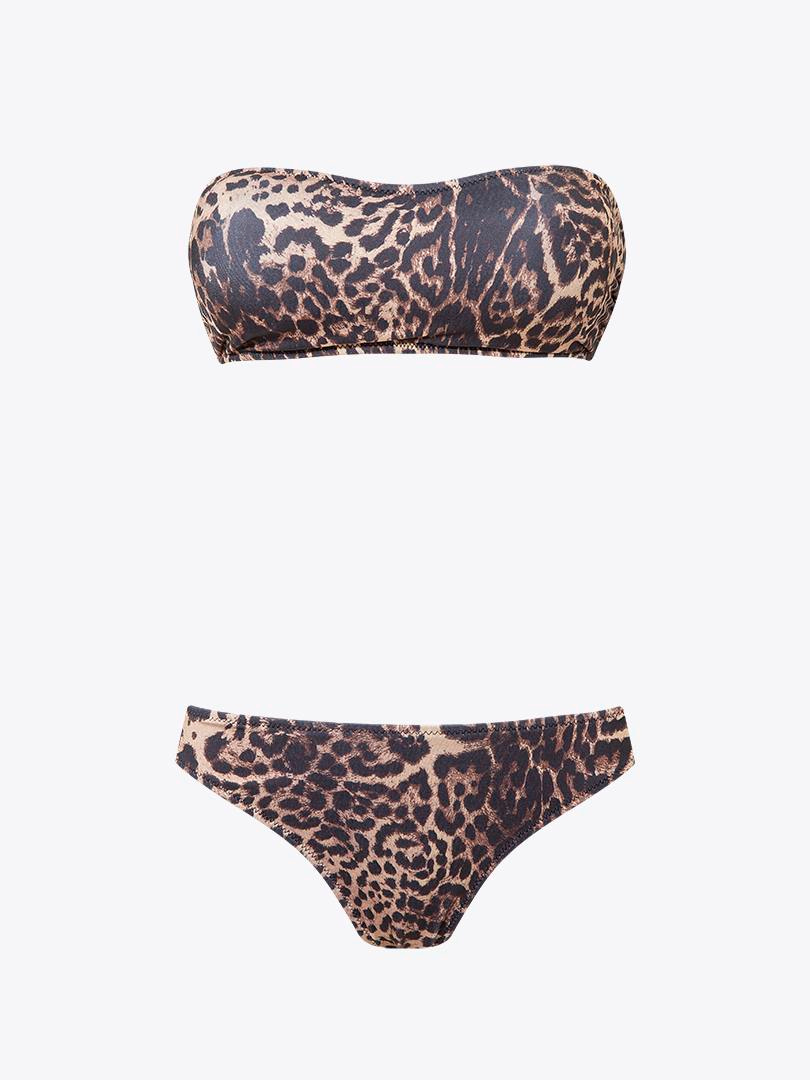 Straplez Bikini Takımı - Leopar