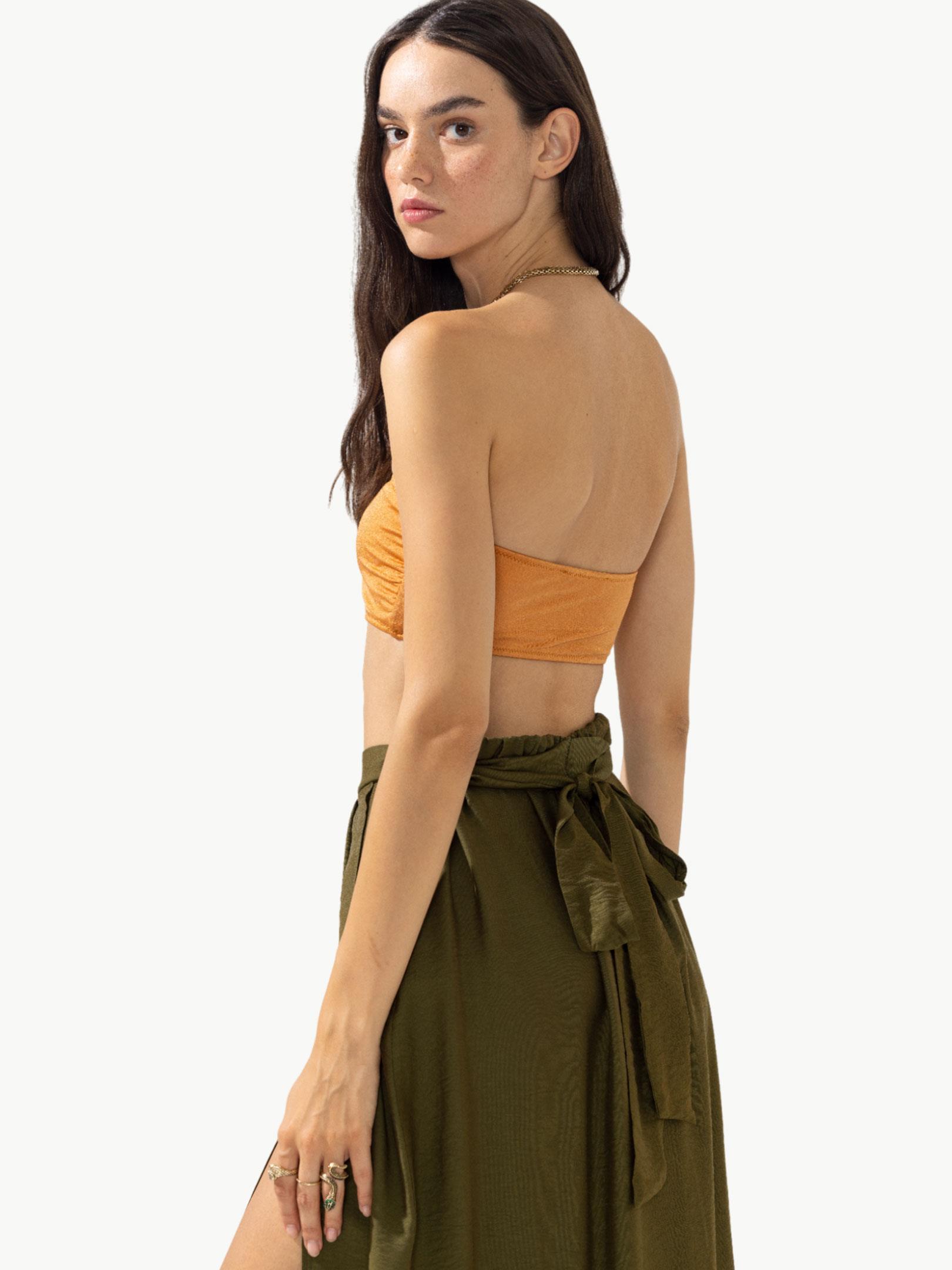 Straplez Kayısı Rengi Bikini Takımı - Oranj Mayo & Bikini Modelleri