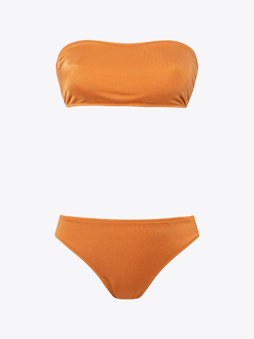 Straplez Kayısı Rengi Bikini Takımı - Oranj