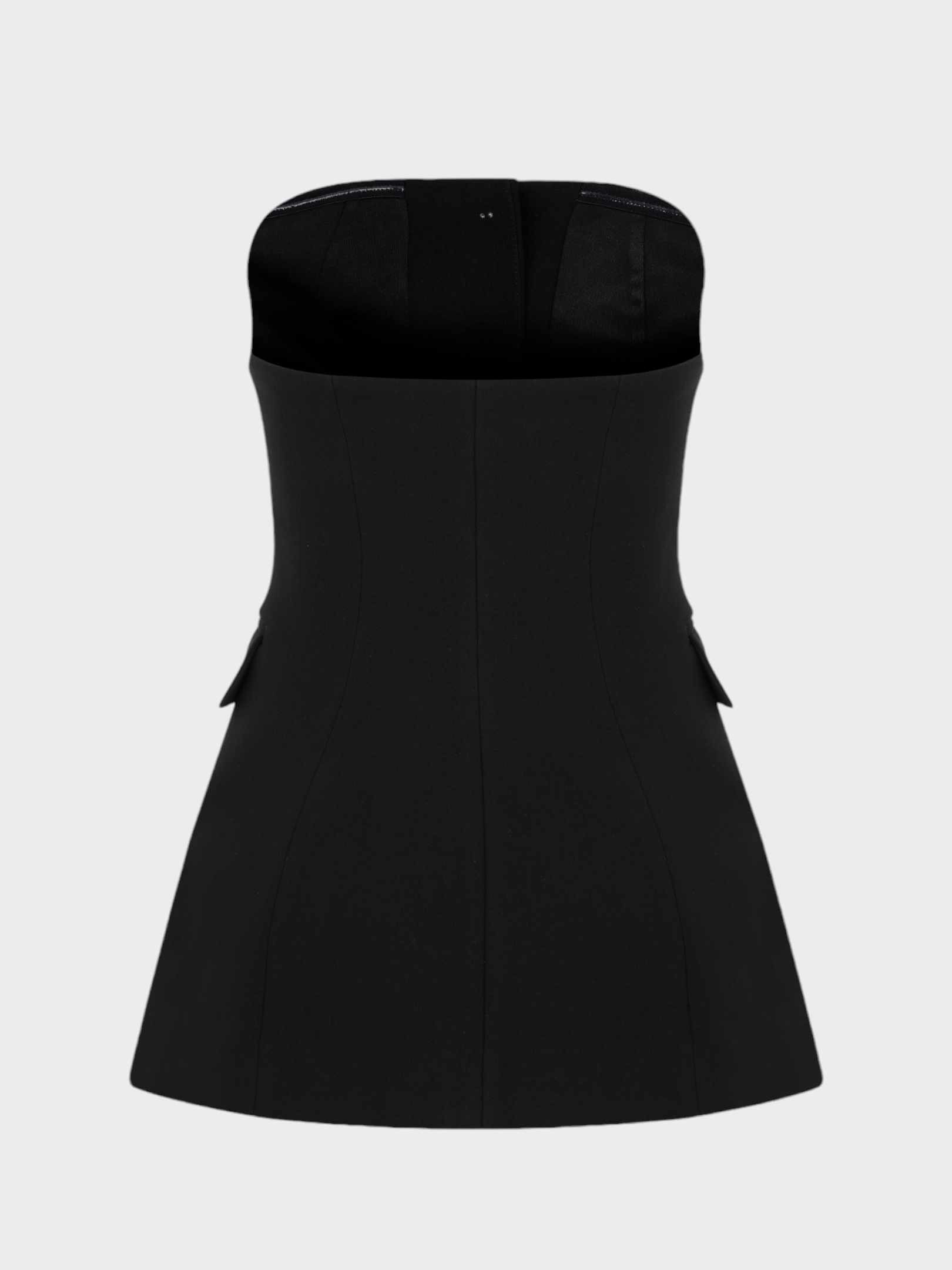 Straplez Kesim Önü Süs Düğmeli Büstiyer - Siyah Bluz Modelleri